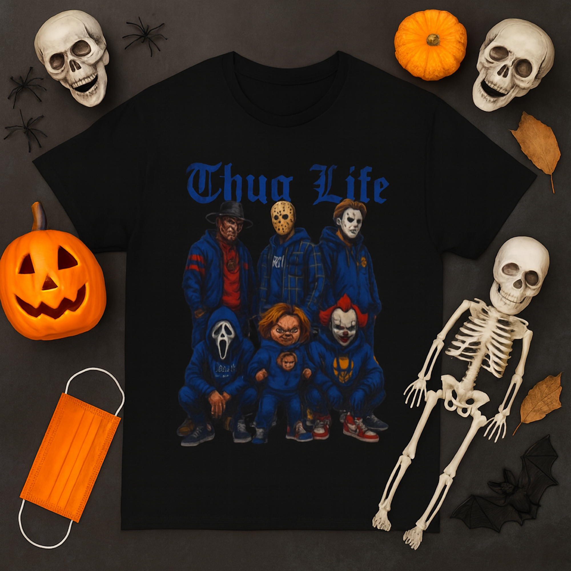 Thug Life Horror Icons Halloween T-Shirt – Scary Movie Villains Graphic Tee