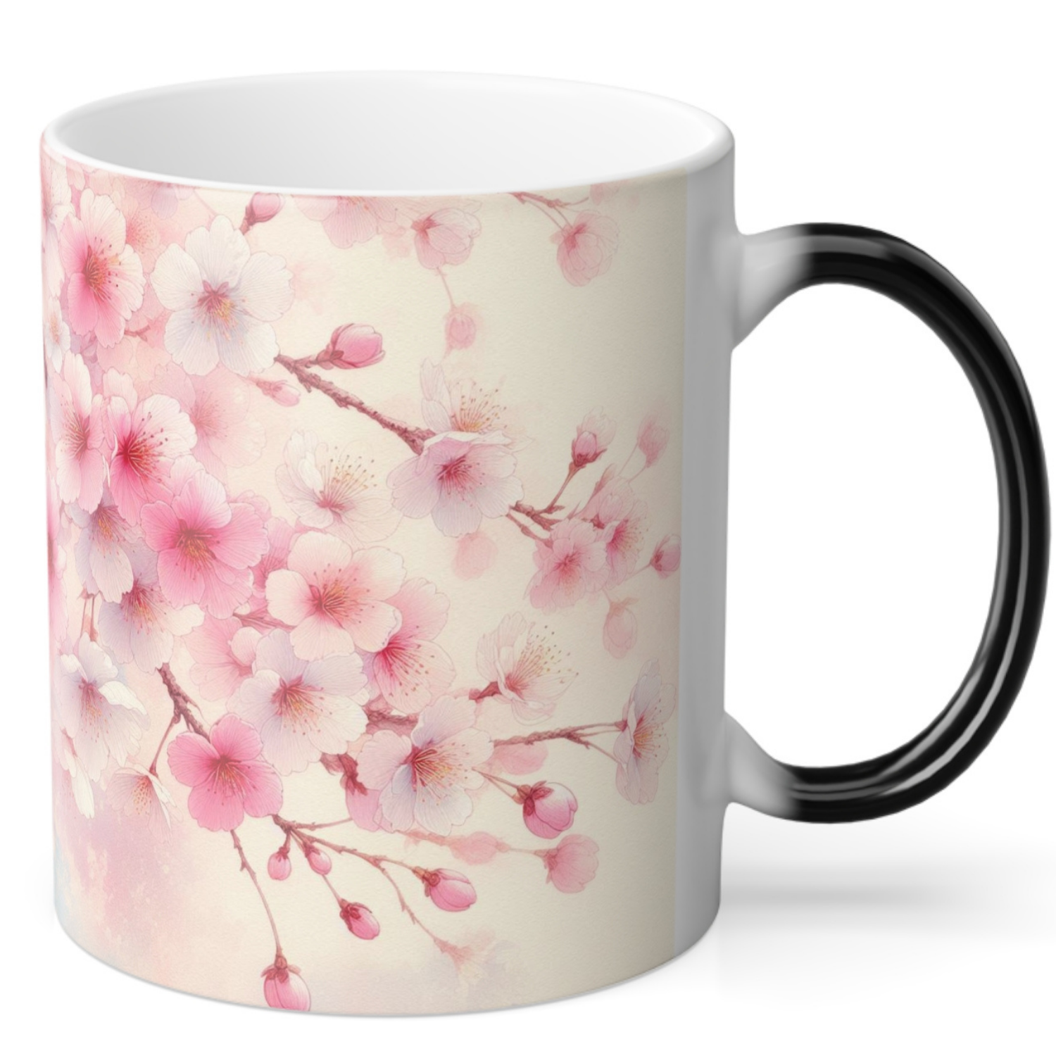春爛漫🌸桜舞う薄桃色マグカップ-パート2　Color Morphing Floral Mug – 11oz Cherry Blossom Heat Change Coffee Cup