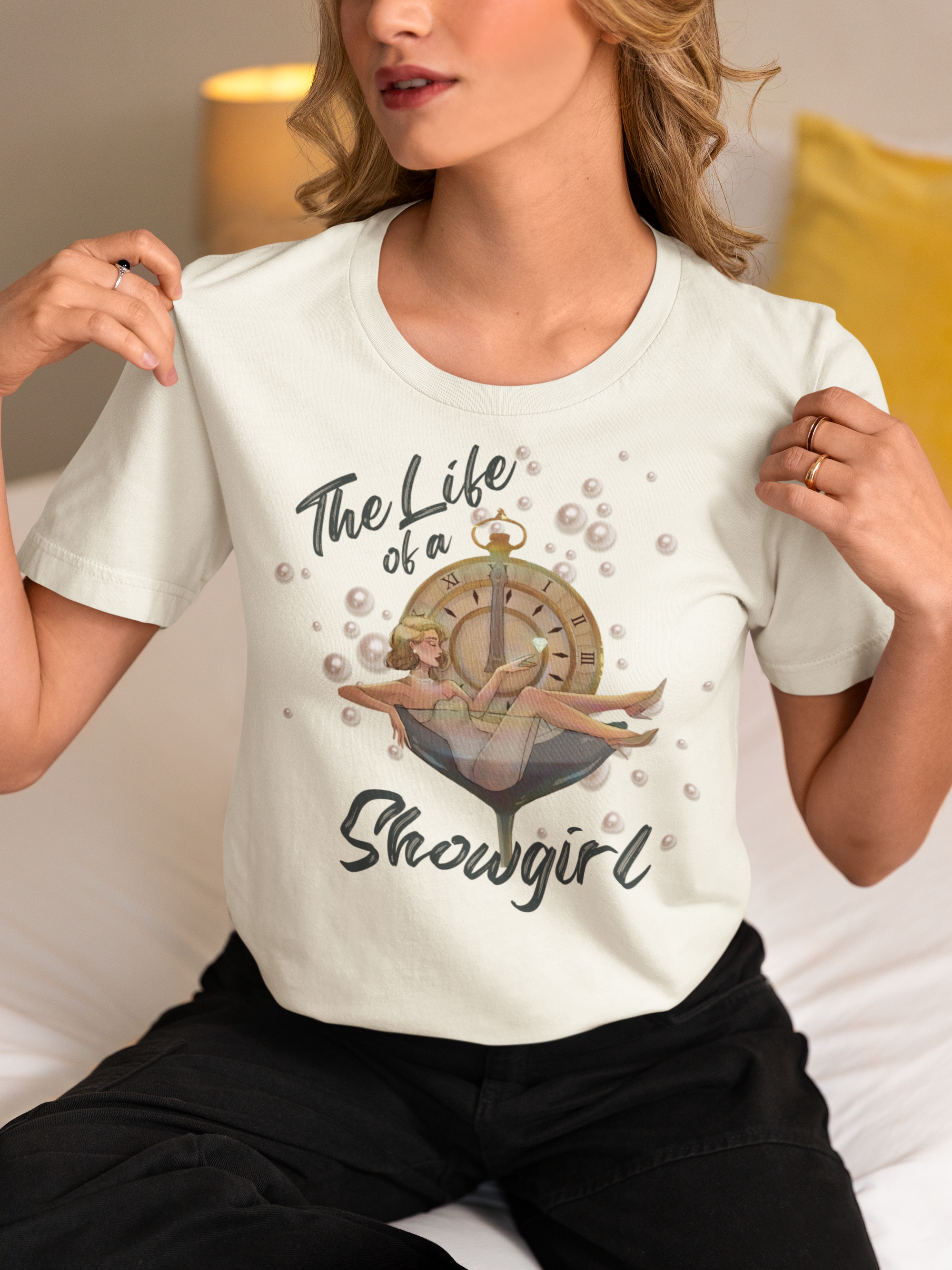 The life of a Showgirl Vintage-Inspired Unisex Tee - Taylor in a martini glass with pearls. New album tee. Gift for Swifties, TS12