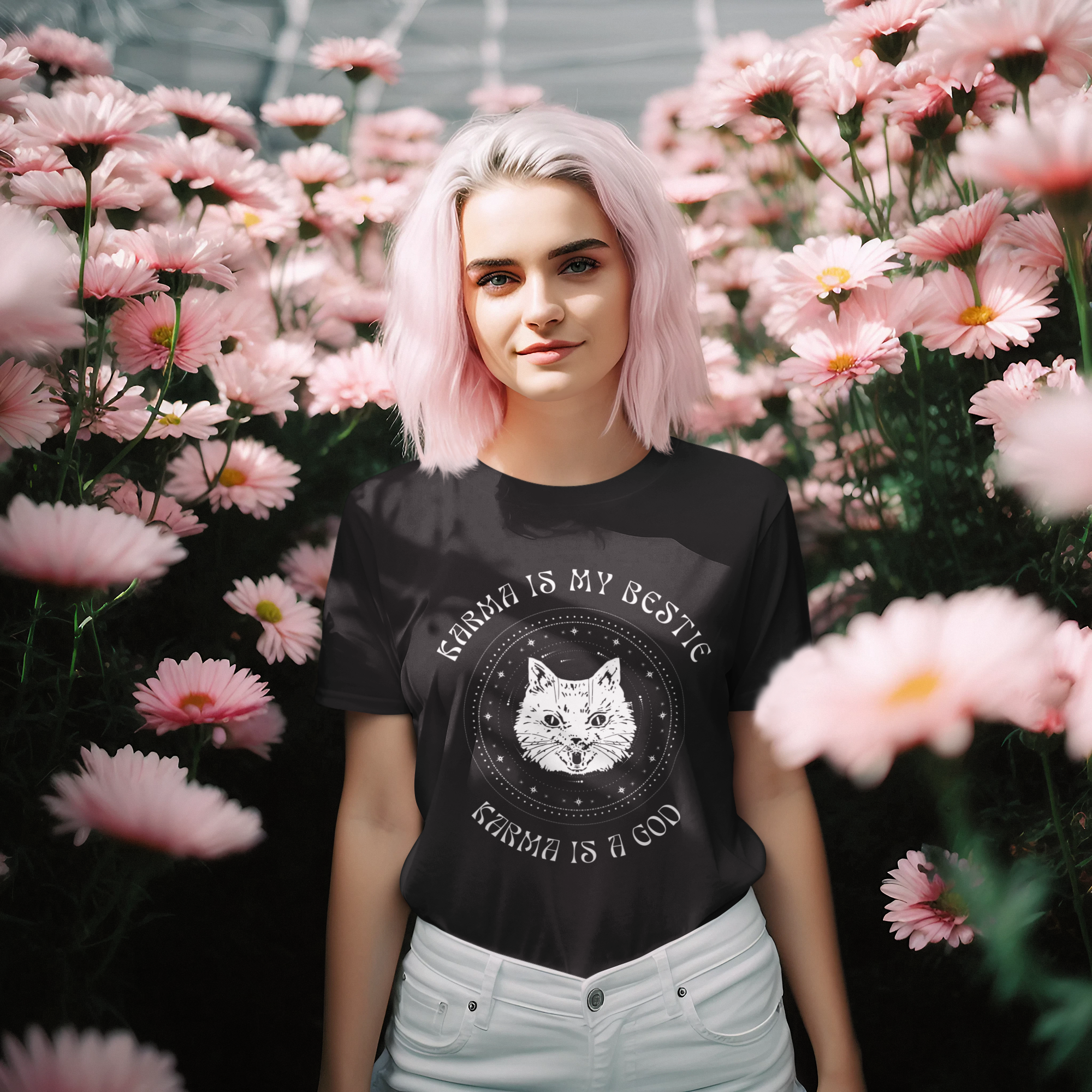 Unisex Garment-Dyed T-shirt, "Karma is my bestie, karma is a god" Vintage Taylor Lyric Tee in color pepper