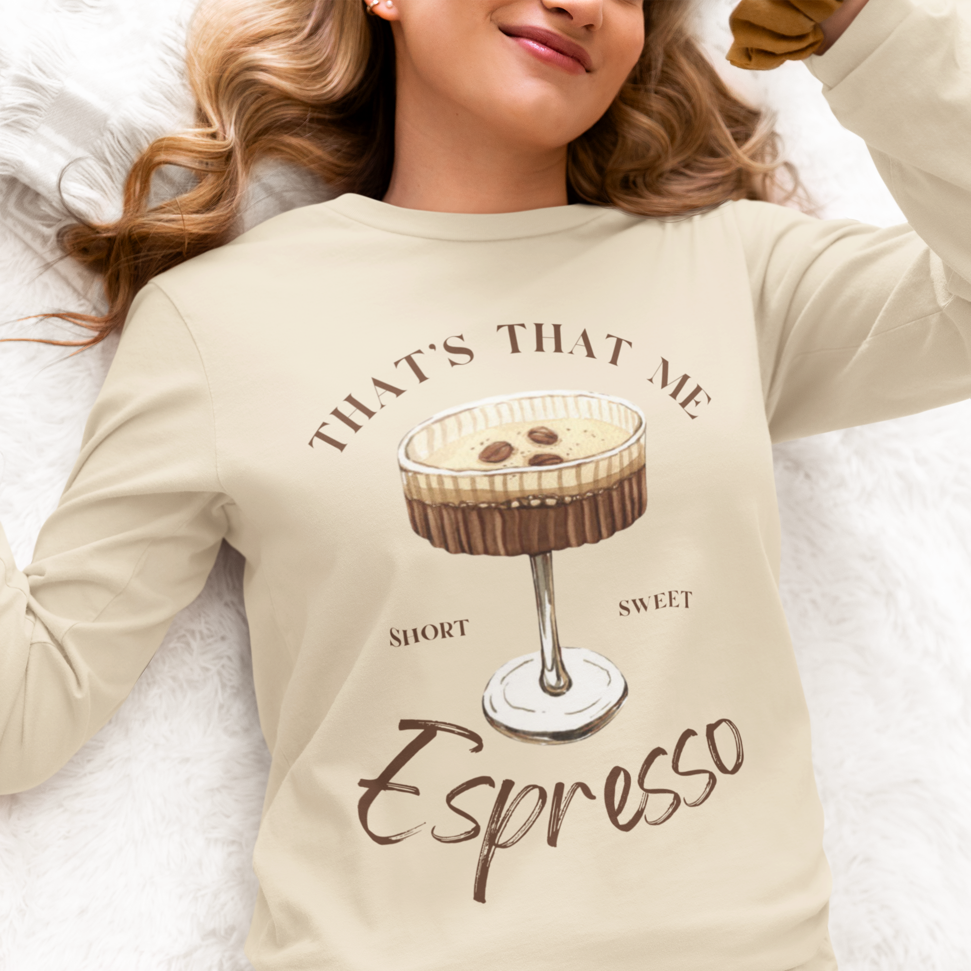 Cozy "That's that me Espresso" Martini Unisex Lightweight Crewneck Sweatshirt, Coffee &amp; Martini lover Gift, brina short and sweet
