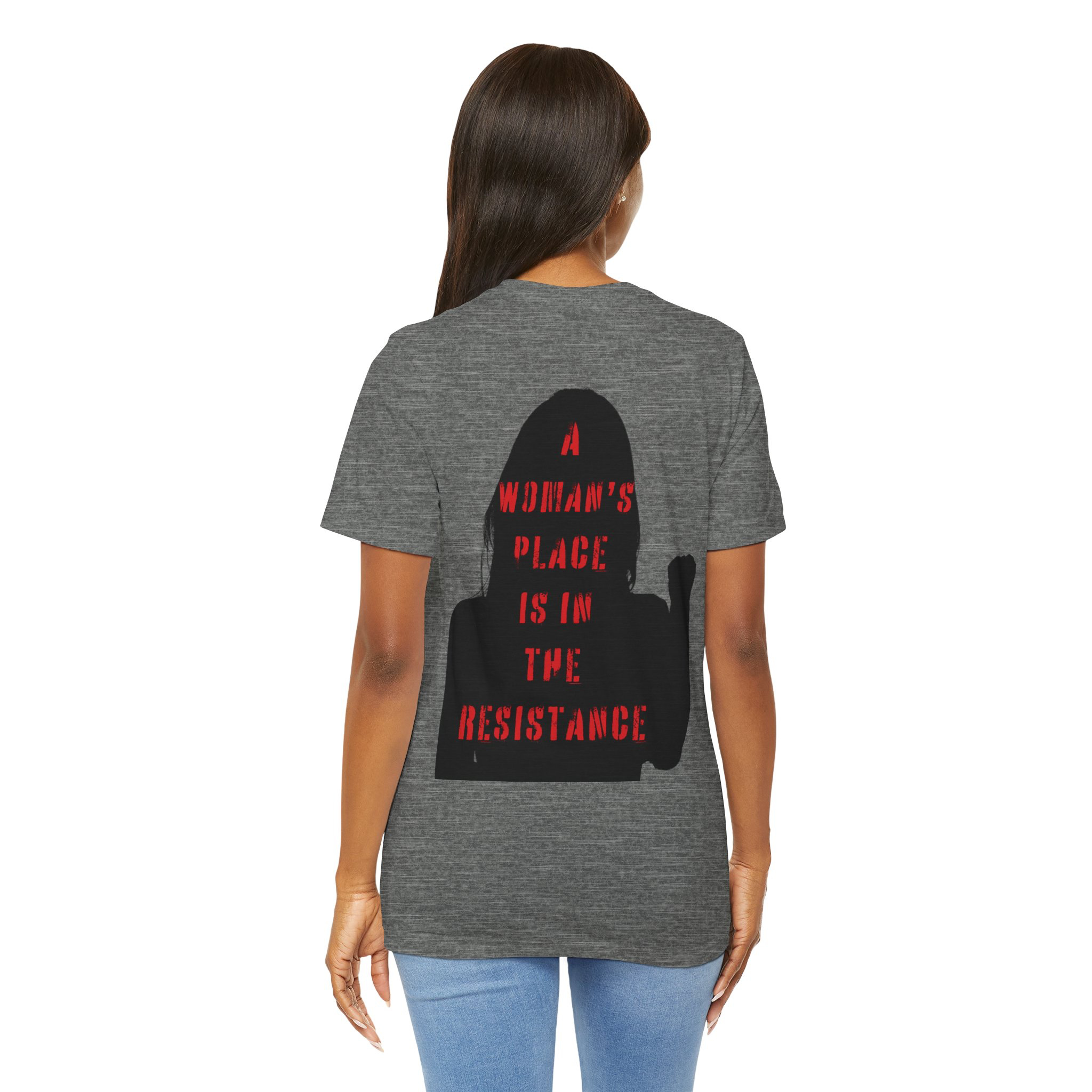 RESISTER. A WOMAN'S PLACE IS IN THE RESISTANCE TSHIRT product thumbnail image