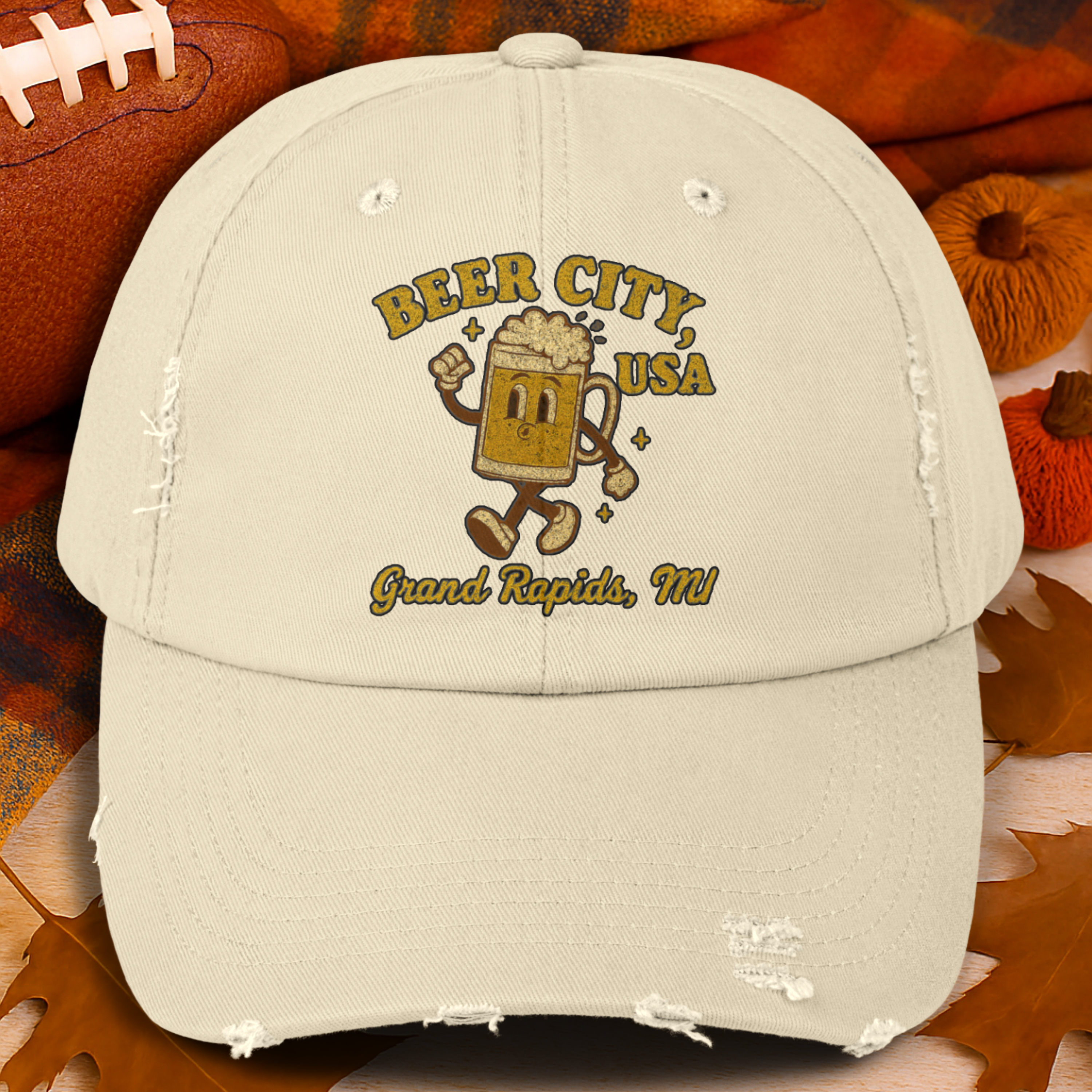 Michigan's Beer City USA Distressed Cap – Grand Rapids, MI | Great Lakes Craft Brew vintage design