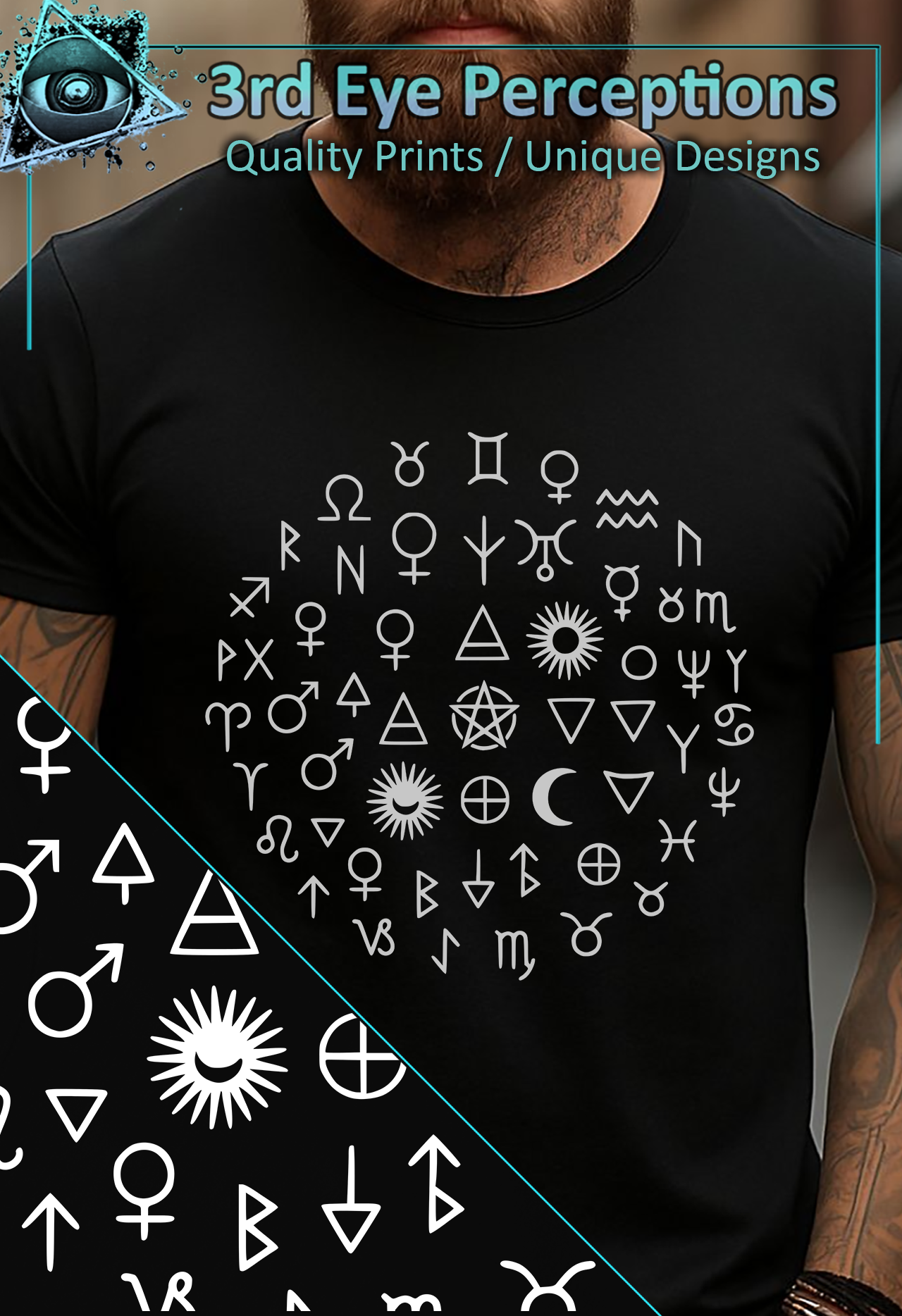 Gothic Witchy Pagan Tarot Zodiac Astrology Symbols White