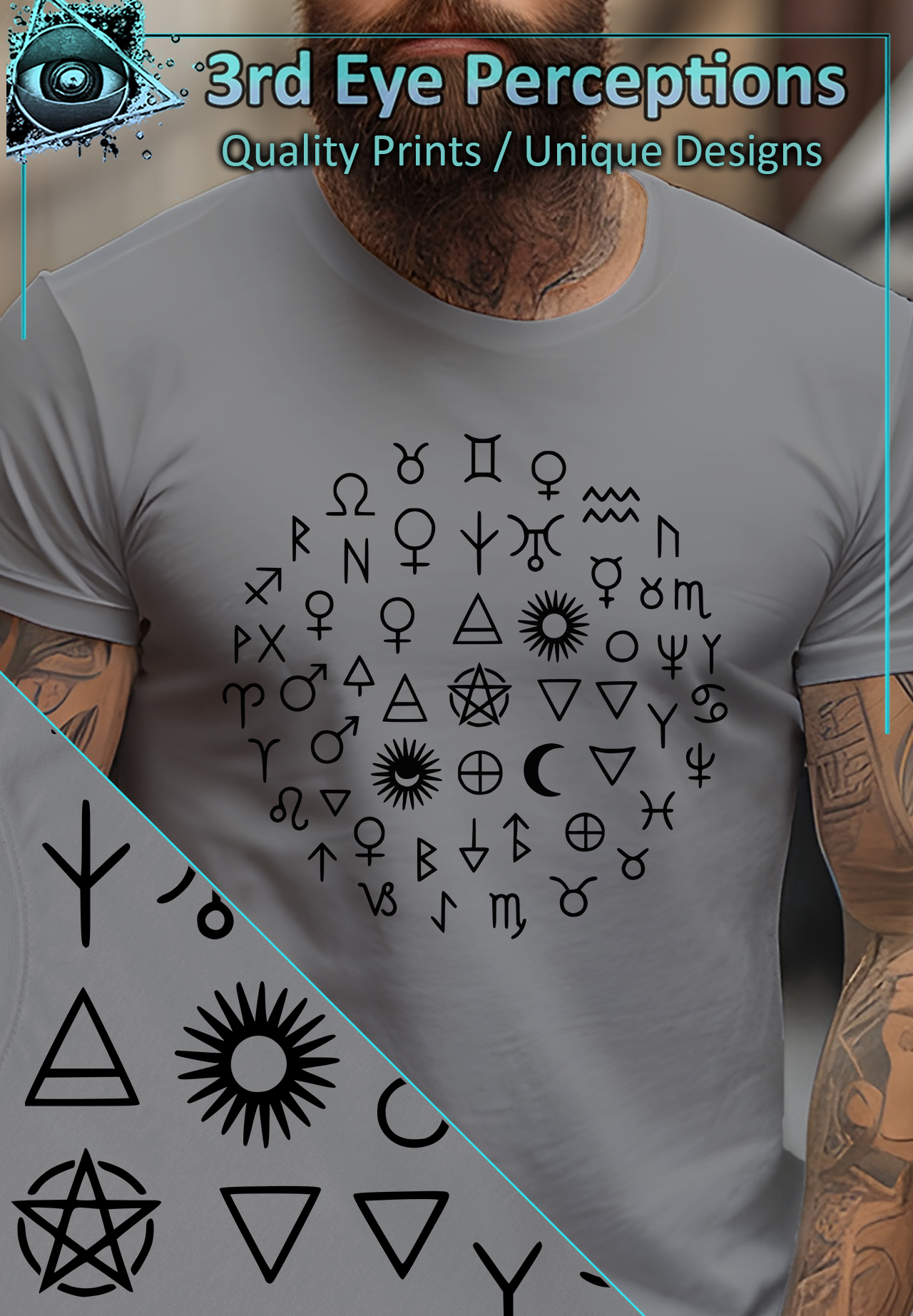 Gothic Witchy Pagan Tarot Zodiac Astrology Symbols Black product thumbnail image