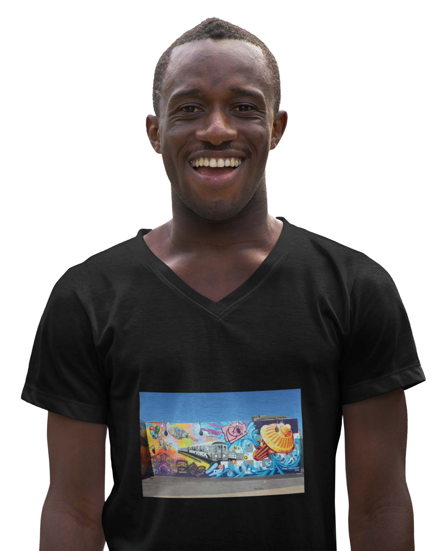 Street Art Mural V-Neck Tee – Colorful Urban Graffiti Print product thumbnail image Street Art Mural V-Neck Tee – Colorful Urban Graffiti Print product thumbnail image