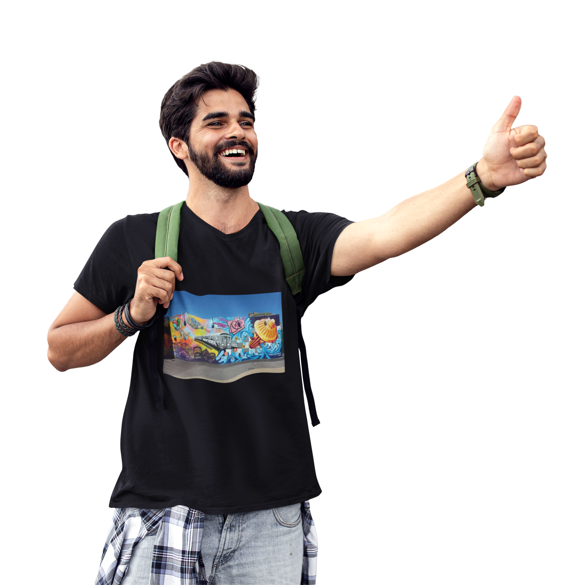 Street Art Mural V-Neck Tee – Colorful Urban Graffiti Print product thumbnail image