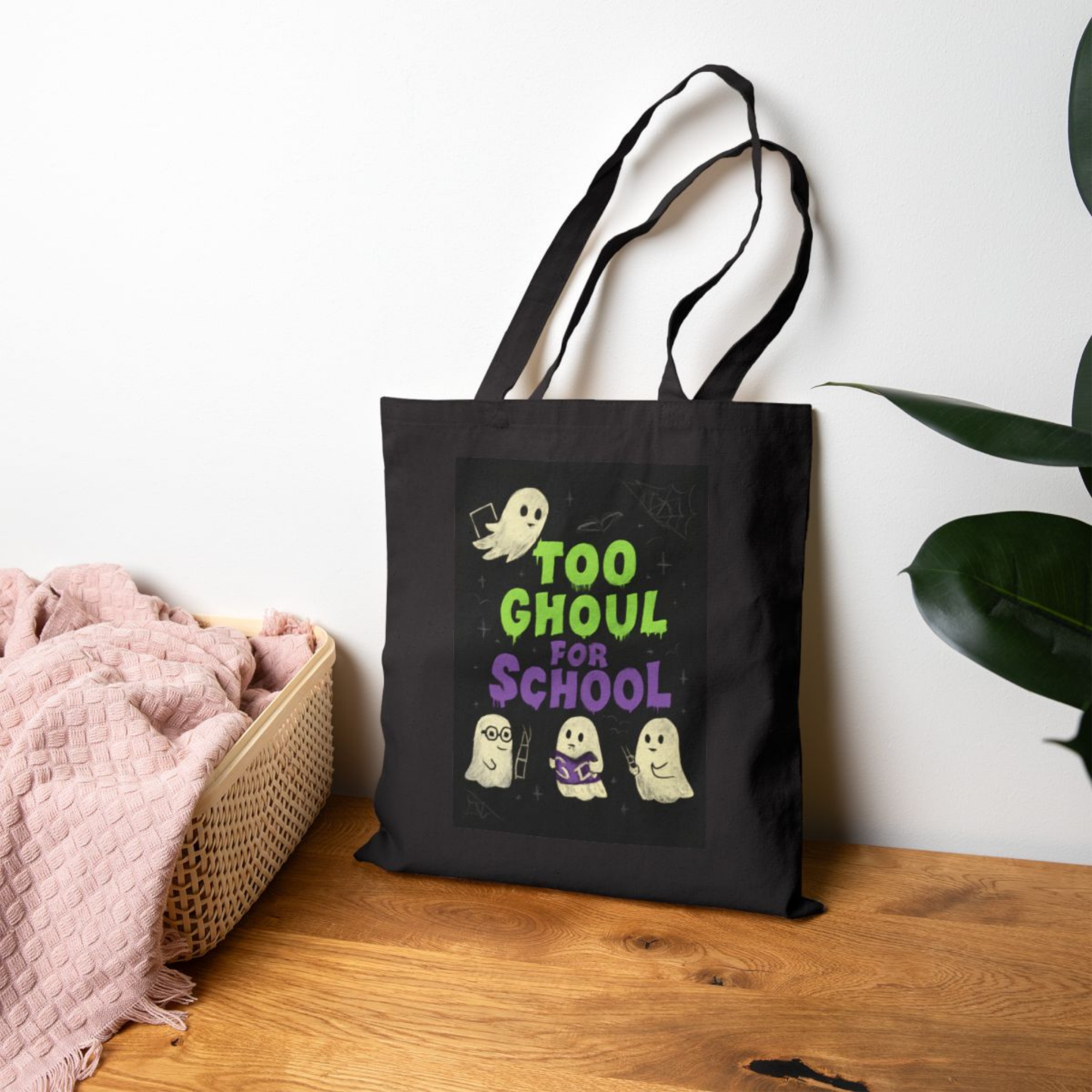 Too Ghoul for School Tote Bag | Halloween Ghost Canvas Tote | Spooky Cute Teacher Gift | Back to School Library/Book Bag product thumbnail image Too Ghoul for School Tote Bag | Halloween Ghost Canvas Tote | Spooky Cute Teacher Gift | Back to School Library/Book Bag product thumbnail image