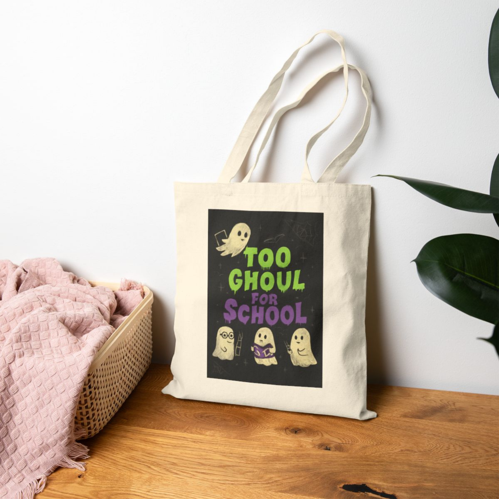 Too Ghoul for School Tote Bag | Halloween Ghost Canvas Tote | Spooky Cute Teacher Gift | Back to School Library/Book Bag product thumbnail image Too Ghoul for School Tote Bag | Halloween Ghost Canvas Tote | Spooky Cute Teacher Gift | Back to School Library/Book Bag product thumbnail image