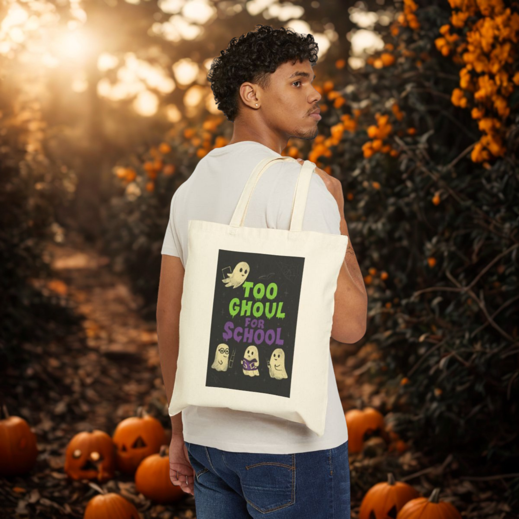 Too Ghoul for School Tote Bag | Halloween Ghost Canvas Tote | Spooky Cute Teacher Gift | Back to School Library/Book Bag product thumbnail image Too Ghoul for School Tote Bag | Halloween Ghost Canvas Tote | Spooky Cute Teacher Gift | Back to School Library/Book Bag product thumbnail image