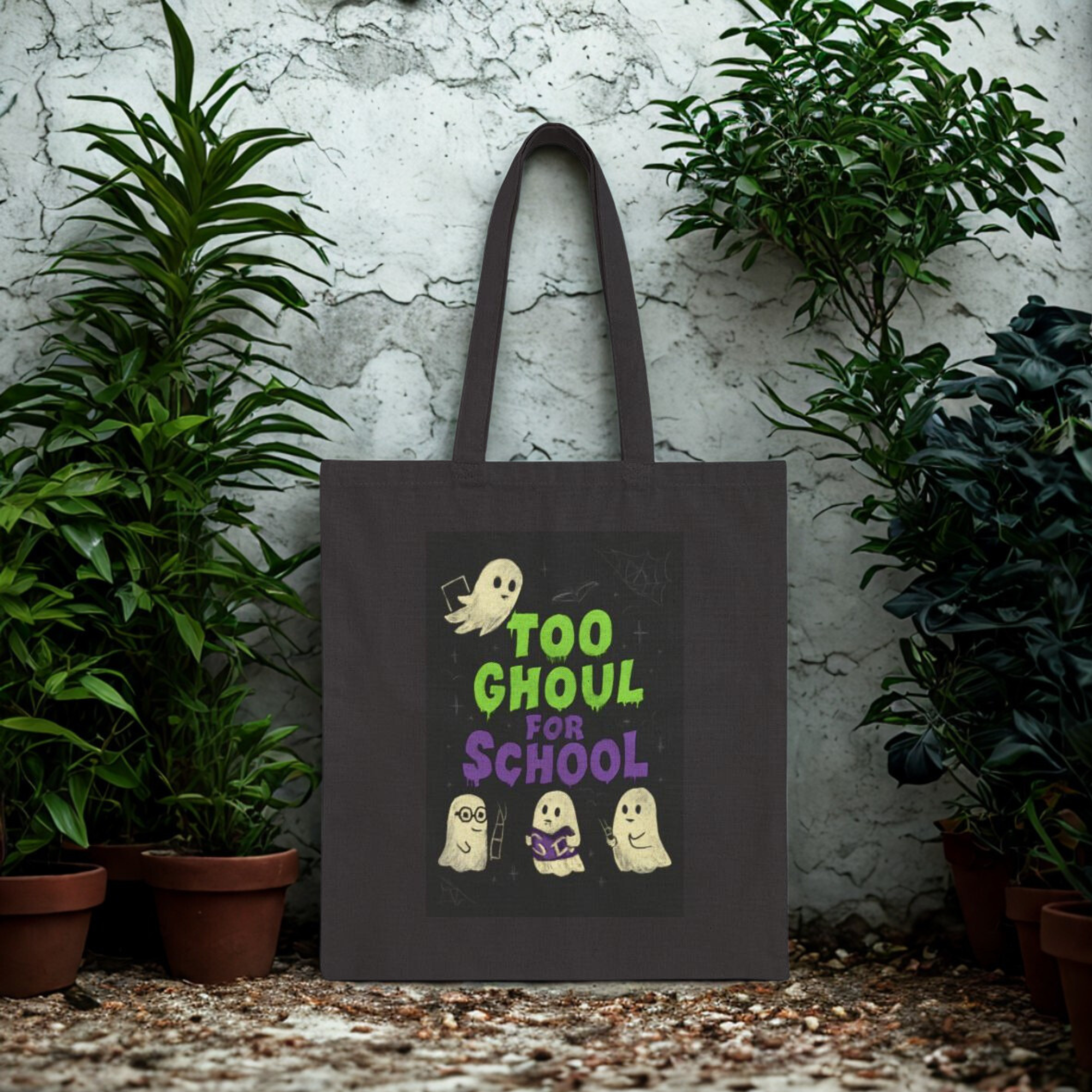 Too Ghoul for School Tote Bag | Halloween Ghost Canvas Tote | Spooky Cute Teacher Gift | Back to School Library/Book Bag product thumbnail image Too Ghoul for School Tote Bag | Halloween Ghost Canvas Tote | Spooky Cute Teacher Gift | Back to School Library/Book Bag product thumbnail image