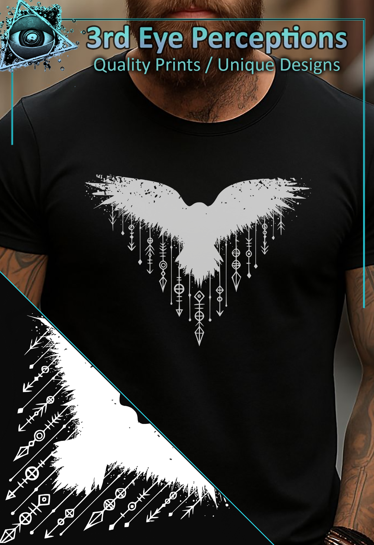 Vintage Nordic Viking Raven Norse Rune Compass White Vintage Nordic Viking Raven Norse Rune Compass White