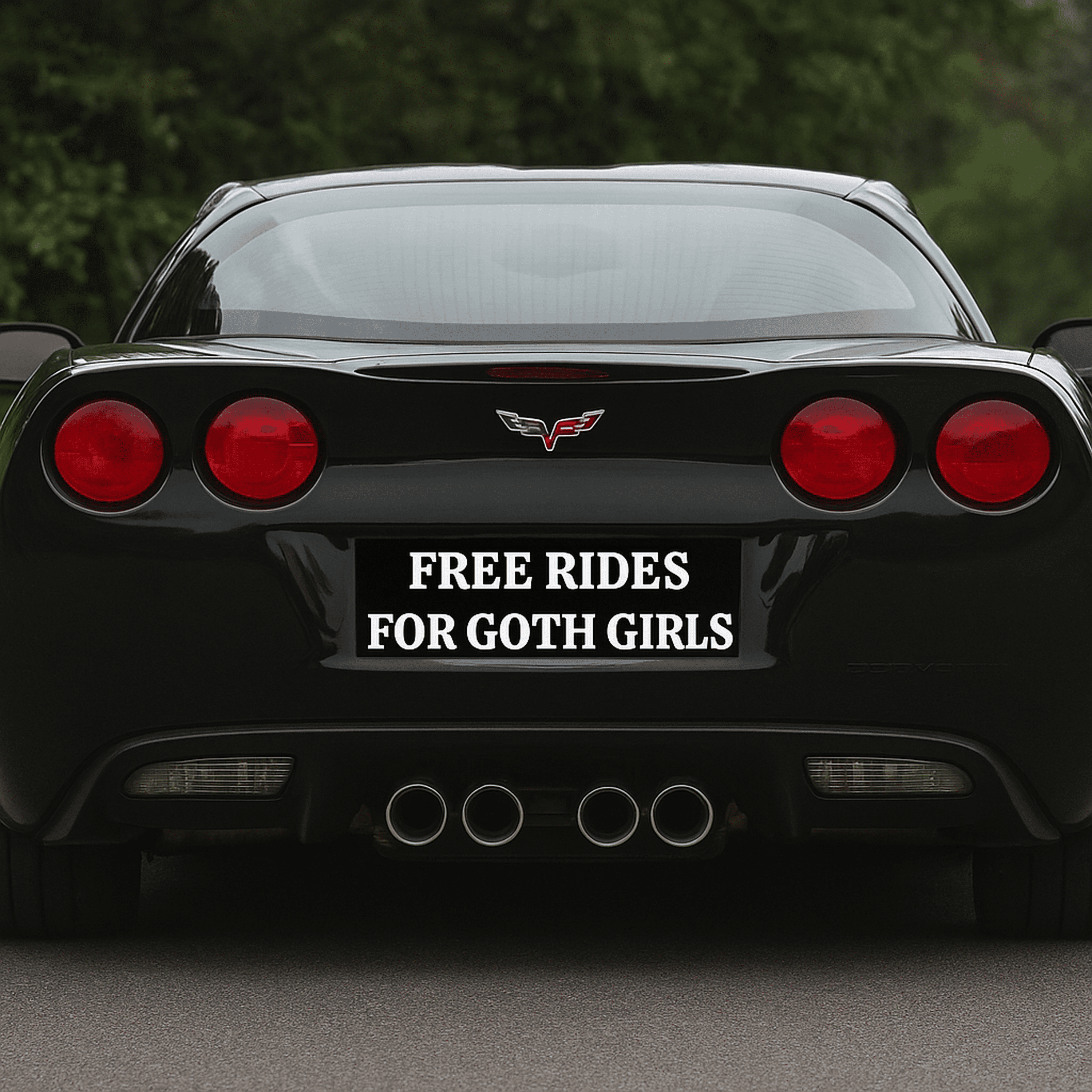 Car Bumper/Rear Sticker, Free Rides For Goth Girls product thumbnail image Car Bumper/Rear Sticker, Free Rides For Goth Girls product thumbnail image