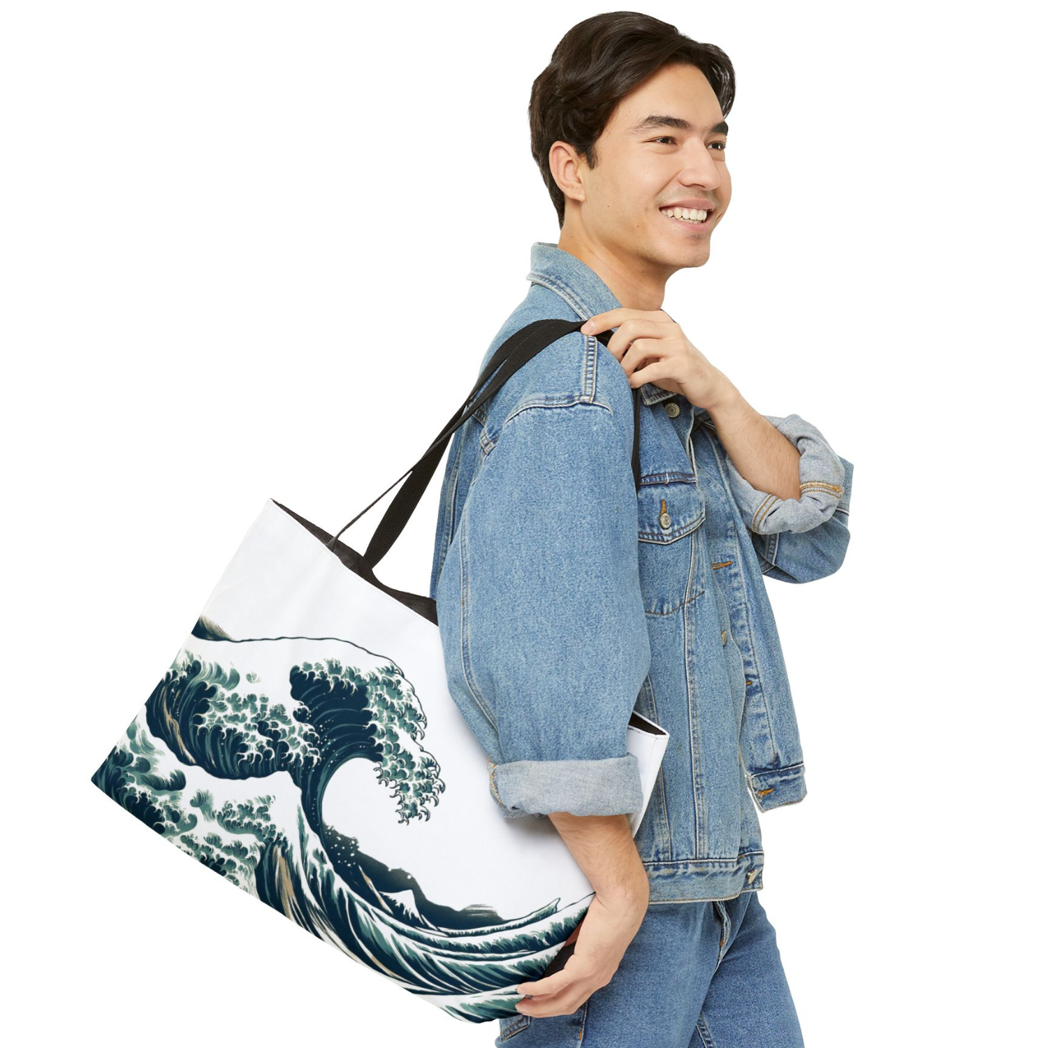 Japanese Wave Weekender Tote Bag – Hokusai Inspired Oversized Travel &amp; Beach Bag with Shoulder Straps product thumbnail image