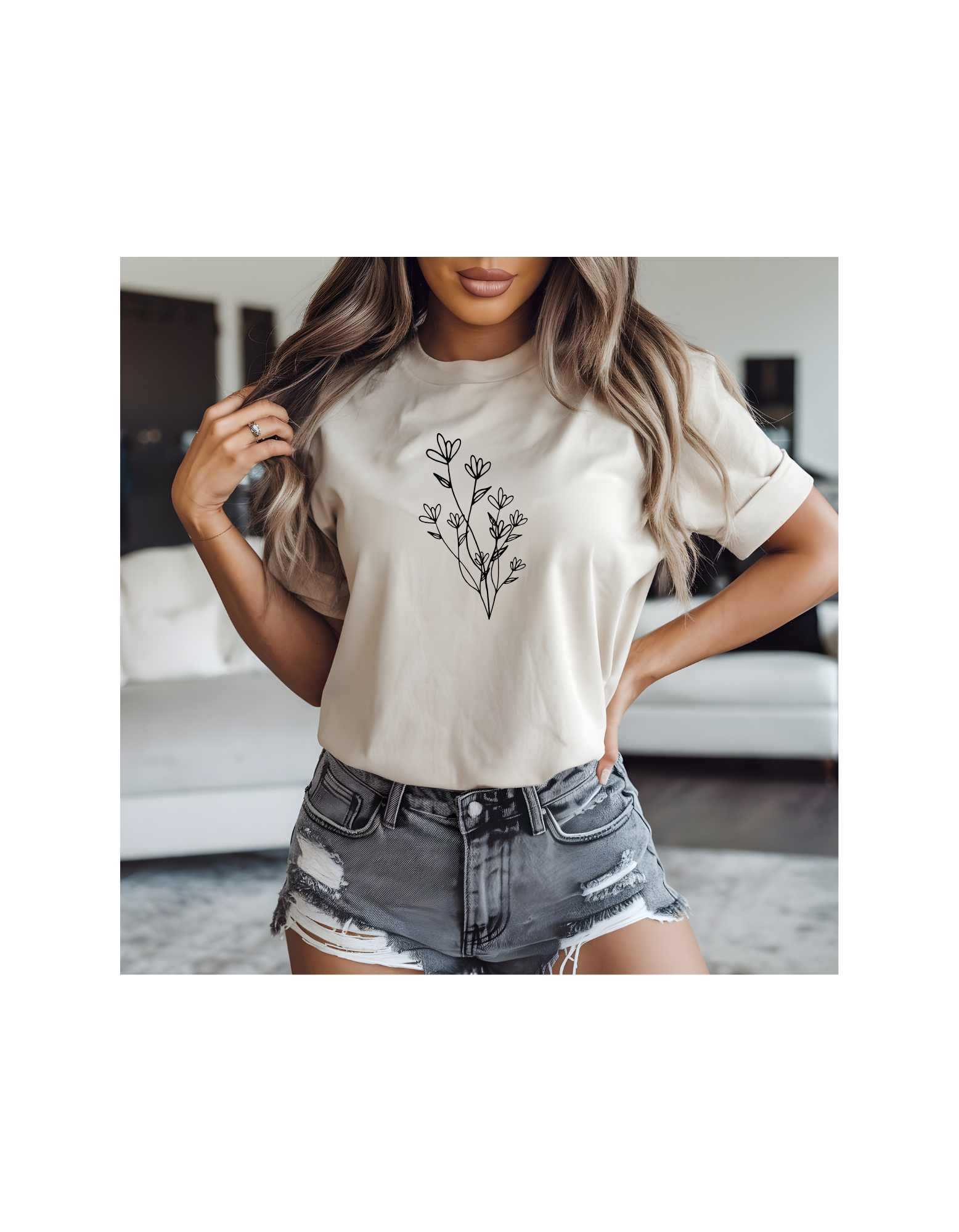 Floral Sketch Soft style T-Shirt, Casual Wear, Gift for Nature Lovers, Summer Outfit, Eco-Friendly Fashion, Hand-Drawn Design