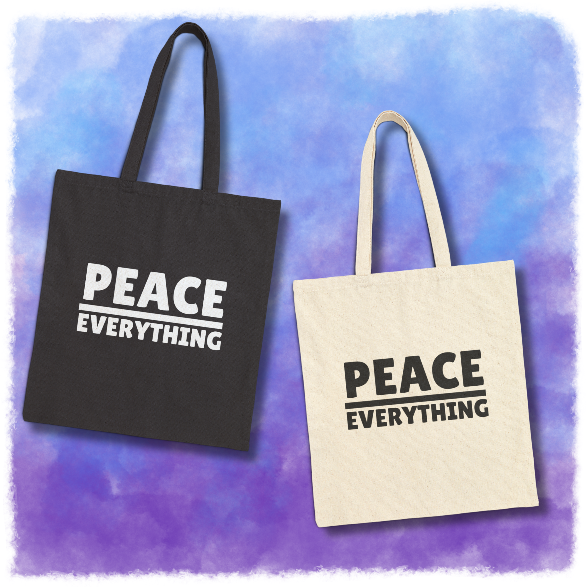 Peace Over Everything Cotton Canvas Tote Bag - Eco-Friendly Reusable Bag, Grocery Tote, Beach Bag