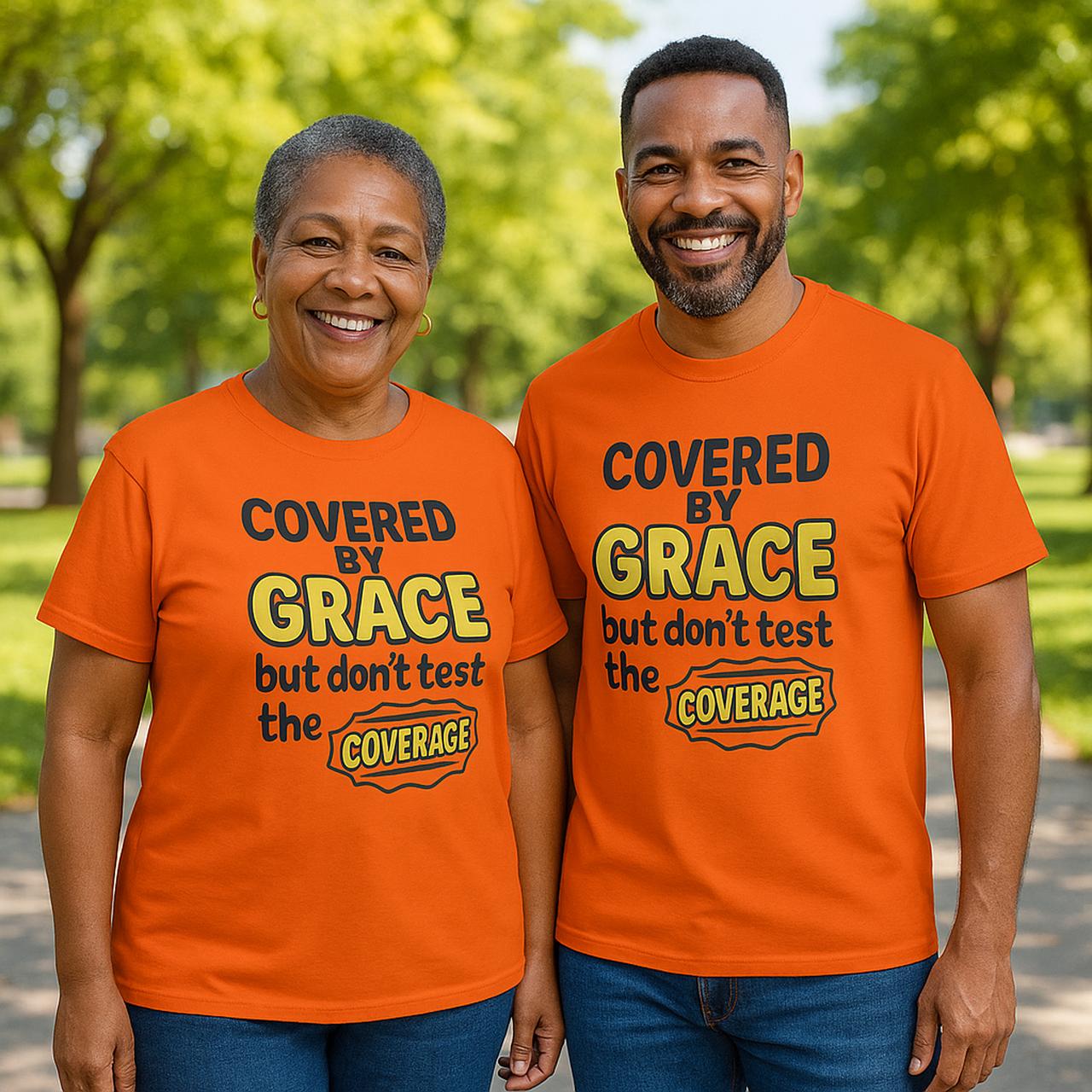 Covered By Grace, But Don’t Test The Coverage | Gildan 64000 Unisex Softstyle Tee product thumbnail image Covered By Grace, But Don’t Test The Coverage | Gildan 64000 Unisex Softstyle Tee product thumbnail image