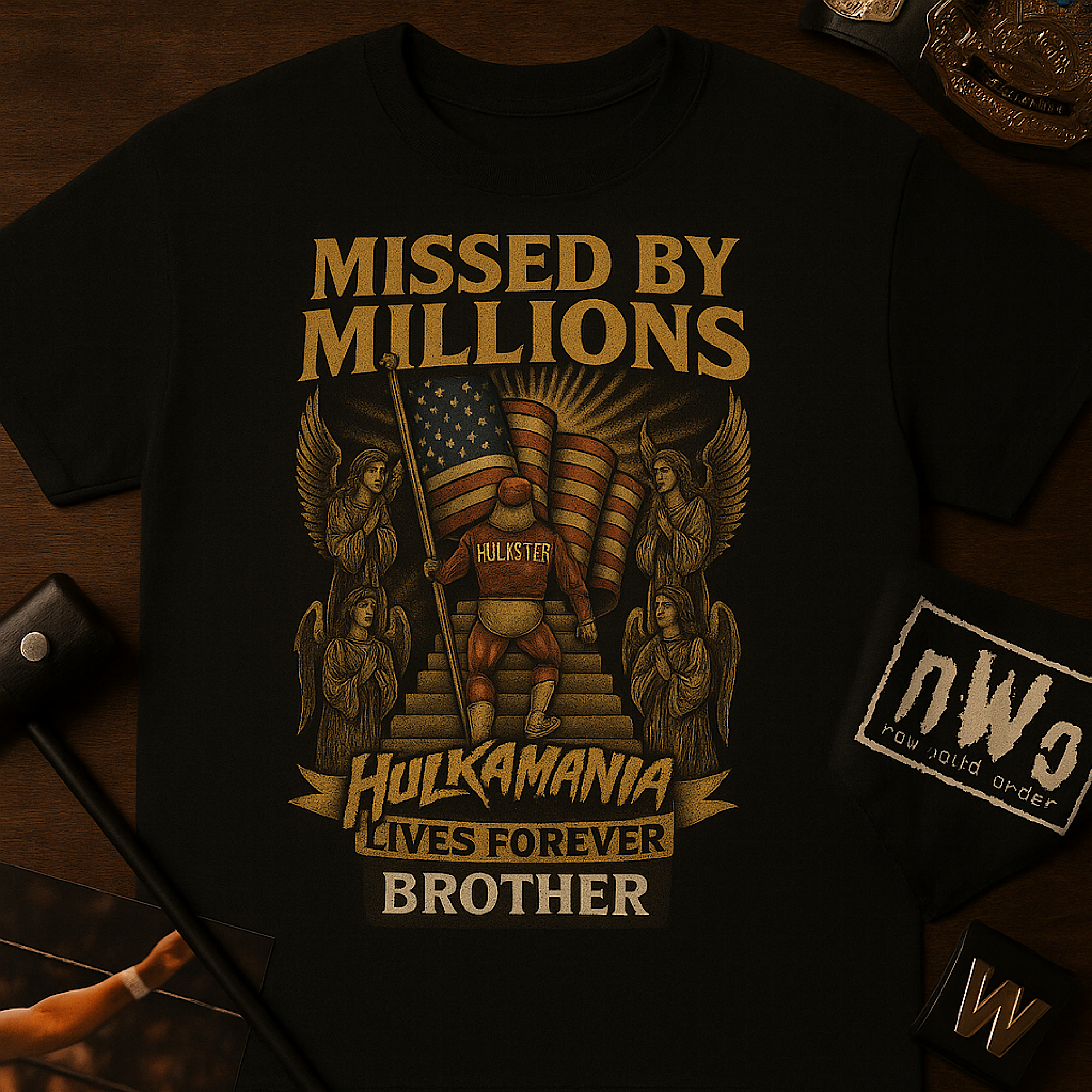Hulk Hogan Tribute T-Shirt Hulkamania Lives Forever Brother Wrestling RIP NWO