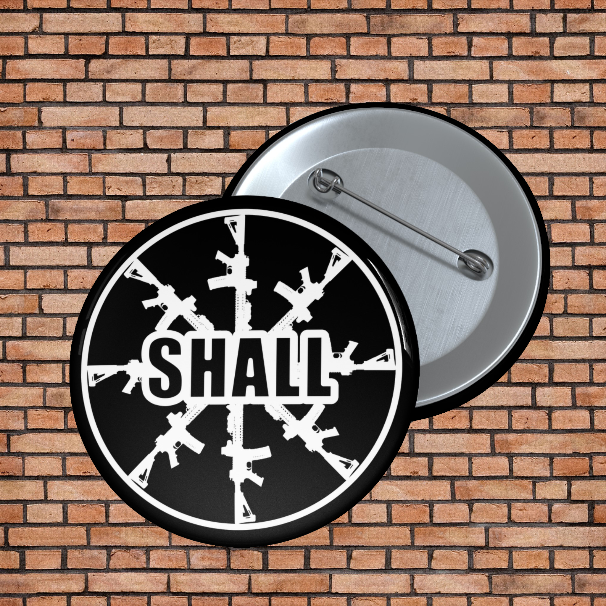 SHALL Logo Custom Pin Buttons product thumbnail image SHALL Logo Custom Pin Buttons product thumbnail image
