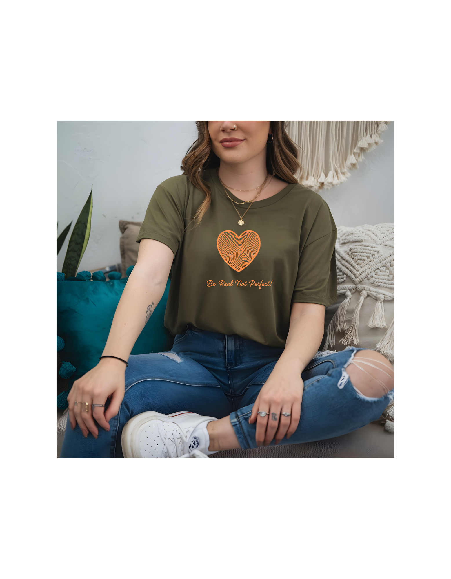 Heavy Cotton Tee, Be Real Not Perfect, Heart Tee, Be Real Shirt