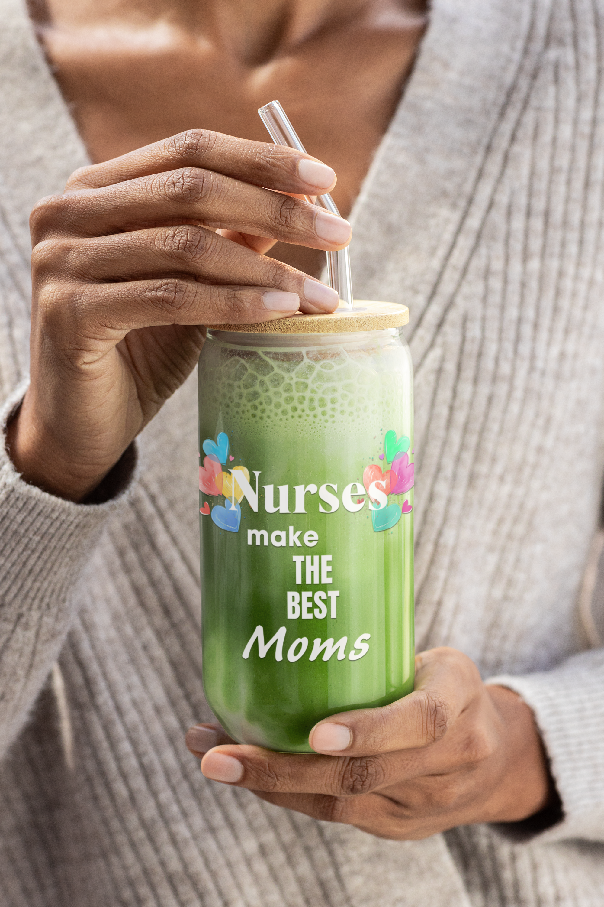 Nurse Mom Sipper Glass, 16oz - Mother's Day Gift, Nurse Appreciation, Coffee Lover Mug, Medical Professional Present, Birthday Gift for Her product thumbnail image