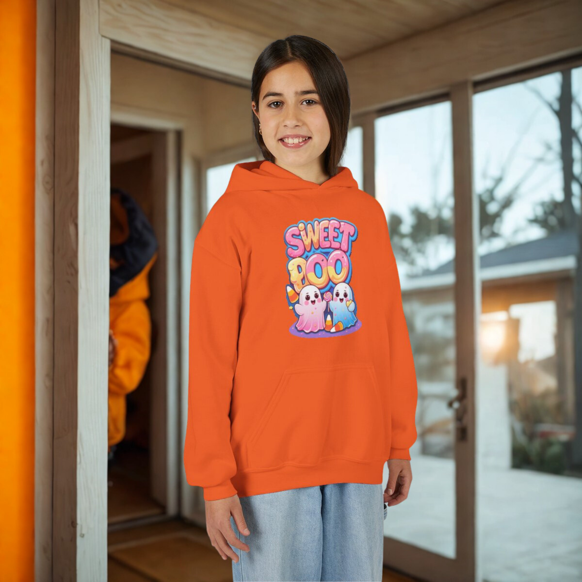 Youth Halloween Hoodie Sweet Boo Ghost Sweatshirt | Cute Kawaii Pastel Ghost Hoodie | Trick or Treat Candy Corn Youth Pullover product thumbnail image Youth Halloween Hoodie Sweet Boo Ghost Sweatshirt | Cute Kawaii Pastel Ghost Hoodie | Trick or Treat Candy Corn Youth Pullover product thumbnail image