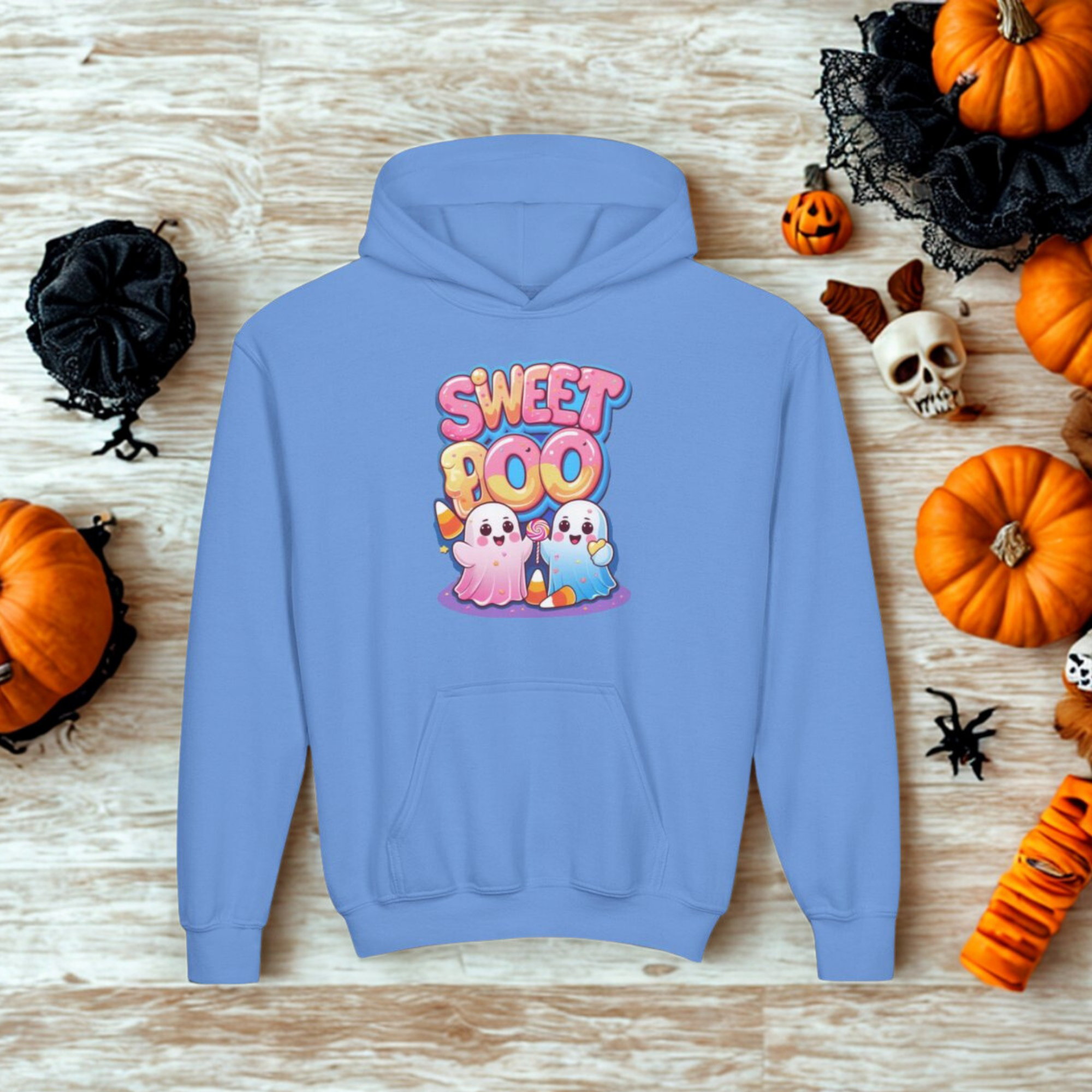 Youth Halloween Hoodie Sweet Boo Ghost Sweatshirt | Cute Kawaii Pastel Ghost Hoodie | Trick or Treat Candy Corn Youth Pullover product thumbnail image Youth Halloween Hoodie Sweet Boo Ghost Sweatshirt | Cute Kawaii Pastel Ghost Hoodie | Trick or Treat Candy Corn Youth Pullover product thumbnail image