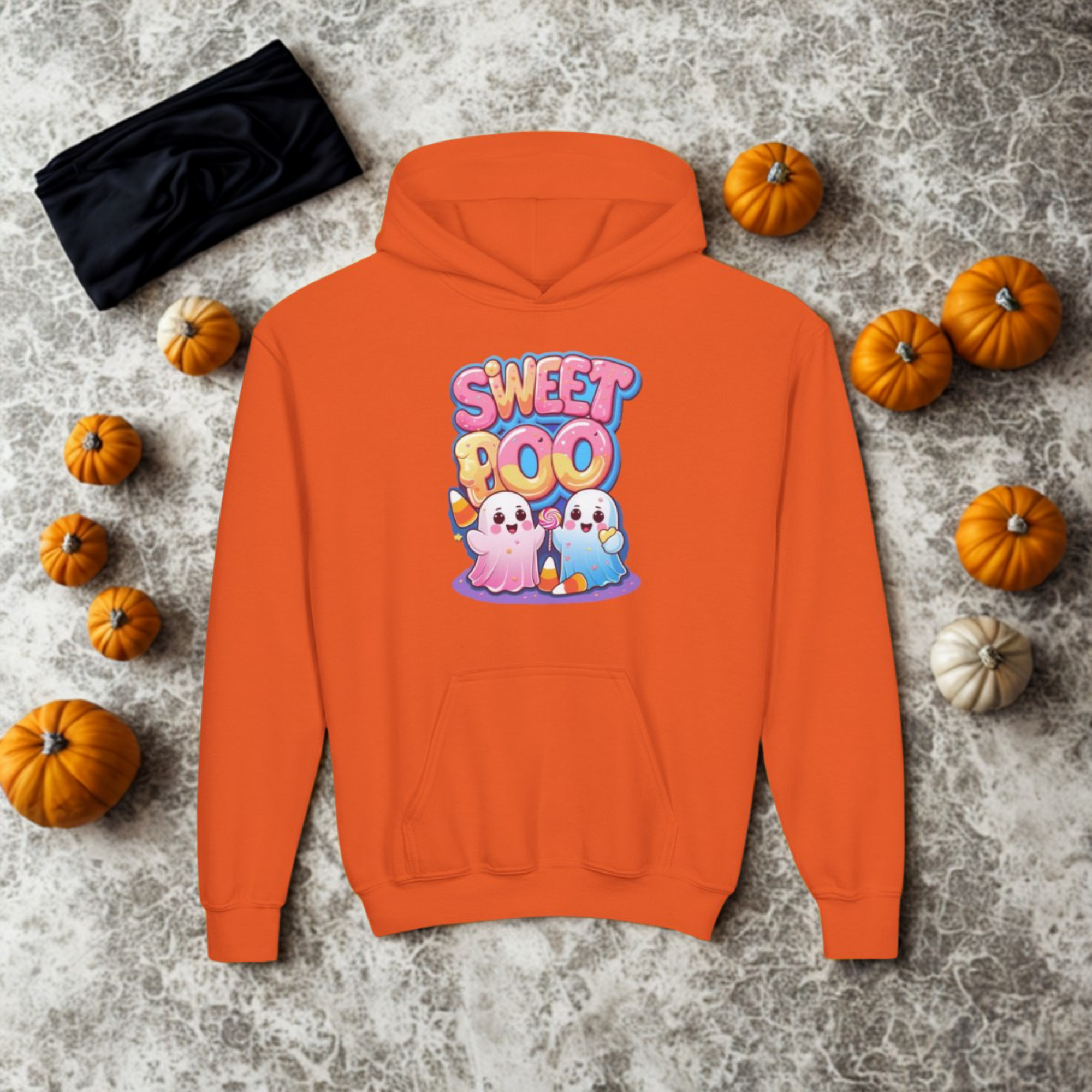 Youth Halloween Hoodie Sweet Boo Ghost Sweatshirt | Cute Kawaii Pastel Ghost Hoodie | Trick or Treat Candy Corn Youth Pullover product thumbnail image Youth Halloween Hoodie Sweet Boo Ghost Sweatshirt | Cute Kawaii Pastel Ghost Hoodie | Trick or Treat Candy Corn Youth Pullover product thumbnail image