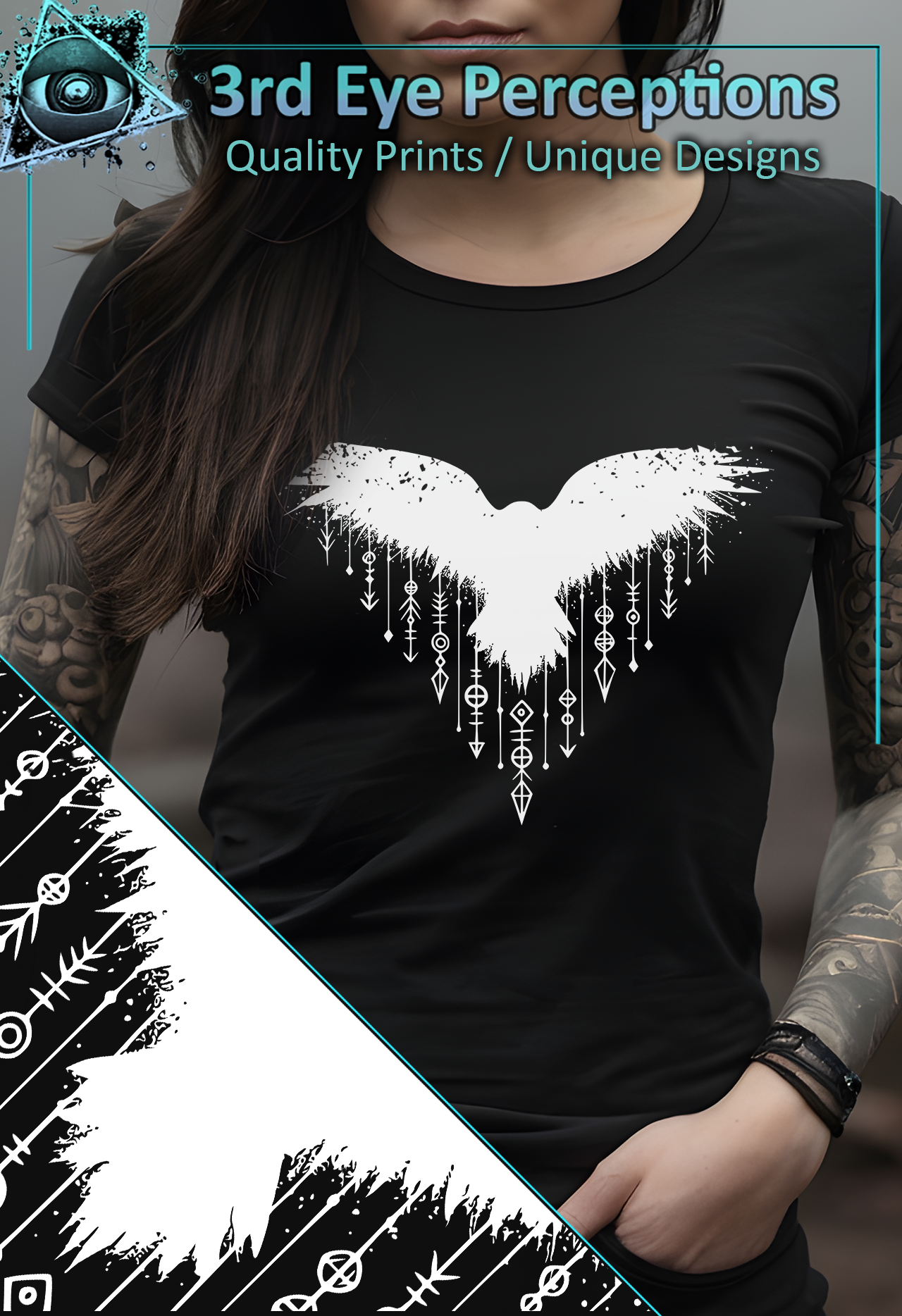 Vintage Celtic Viking Raven Bird Native Graphic White | Womens Softstyle Shirt product thumbnail image