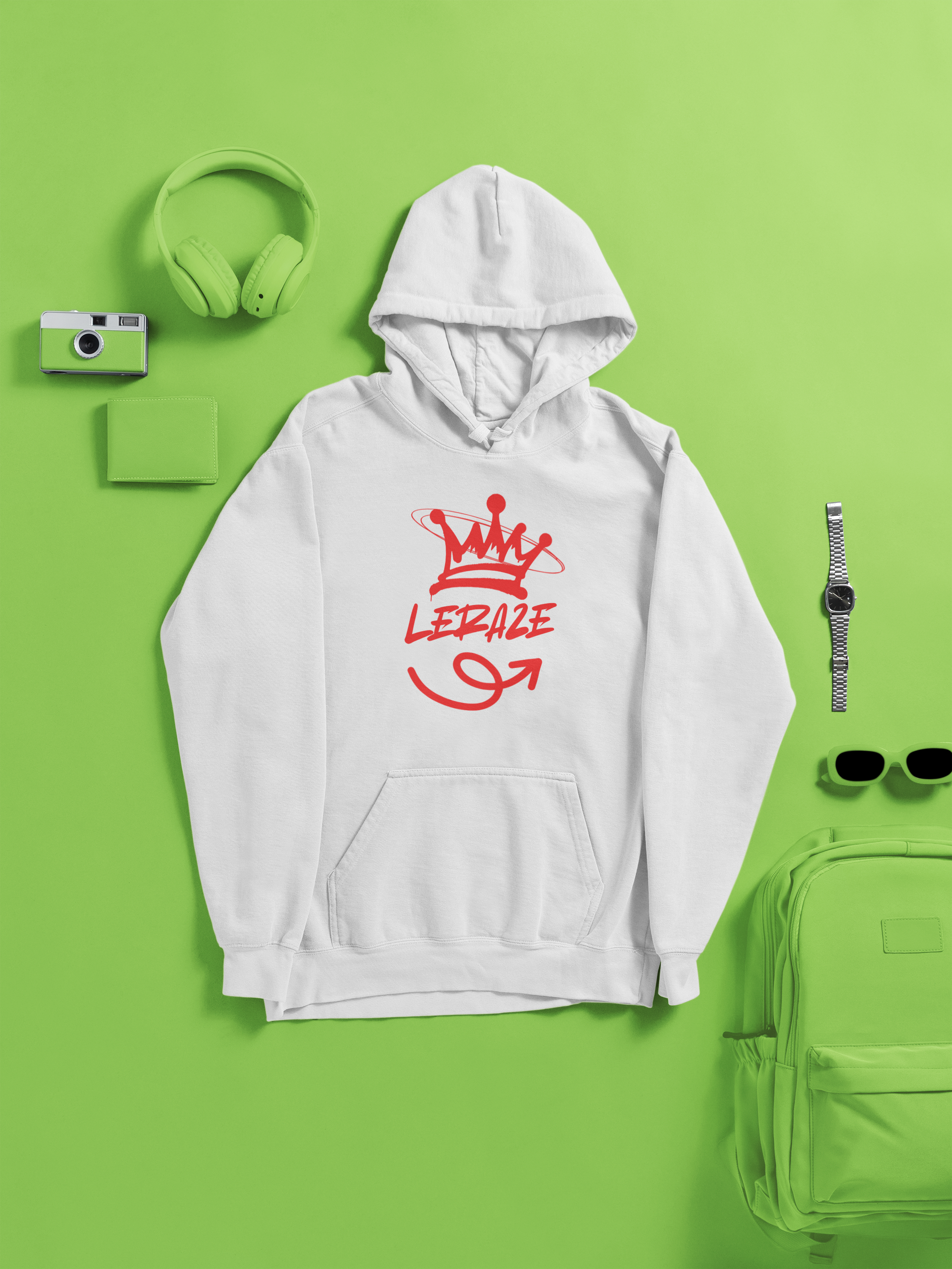Stylish Fleece Hoodie with Playful Design, Cozy Leraze Collection Sweatshirt for Casual Outings, Perfect Gift for Holidays, Trendy Layering Piece, Ideal  product thumbnail image