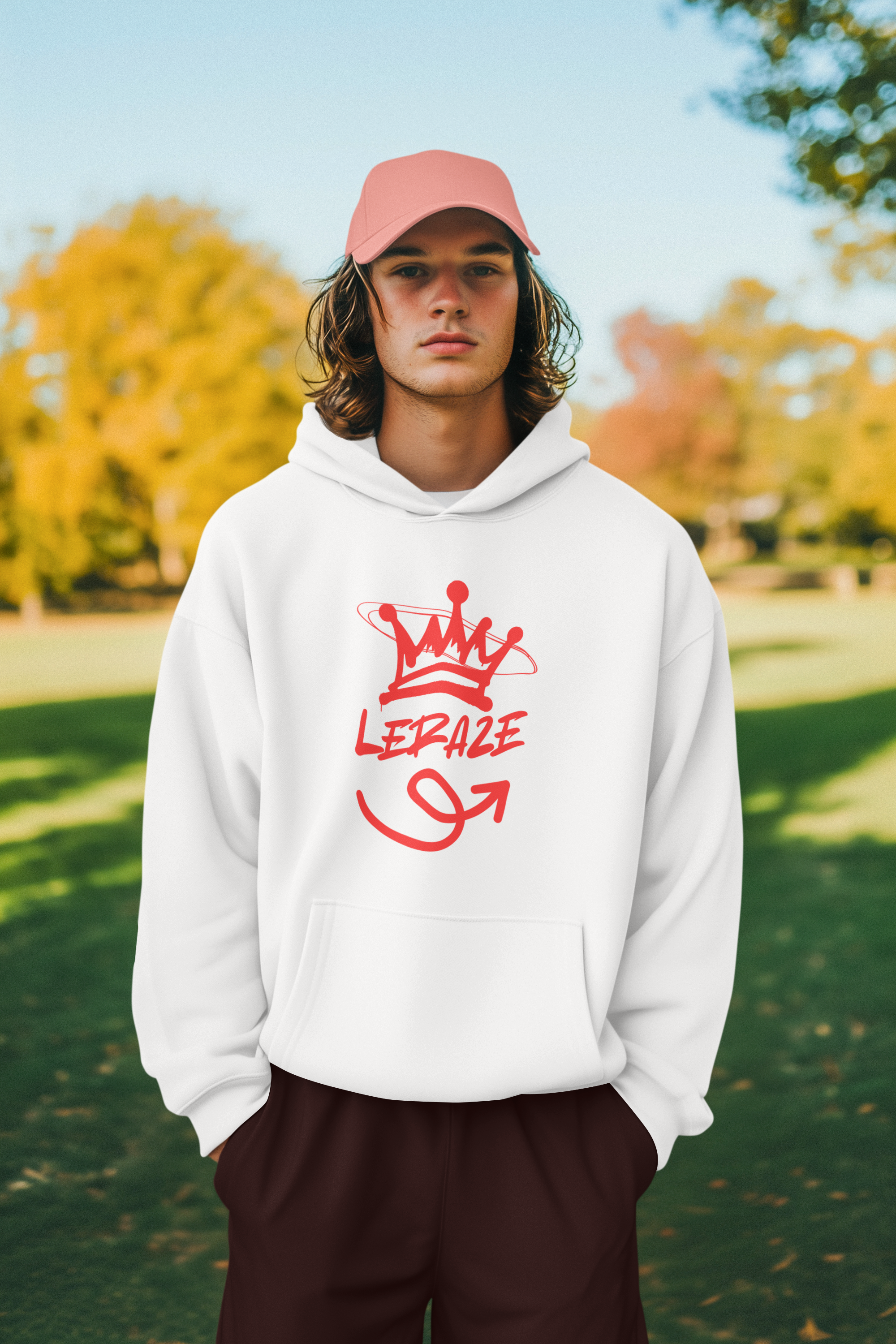 Stylish Fleece Hoodie with Playful Design, Cozy Leraze Collection Sweatshirt for Casual Outings, Perfect Gift for Holidays, Trendy Layering Piece, Ideal  product thumbnail image