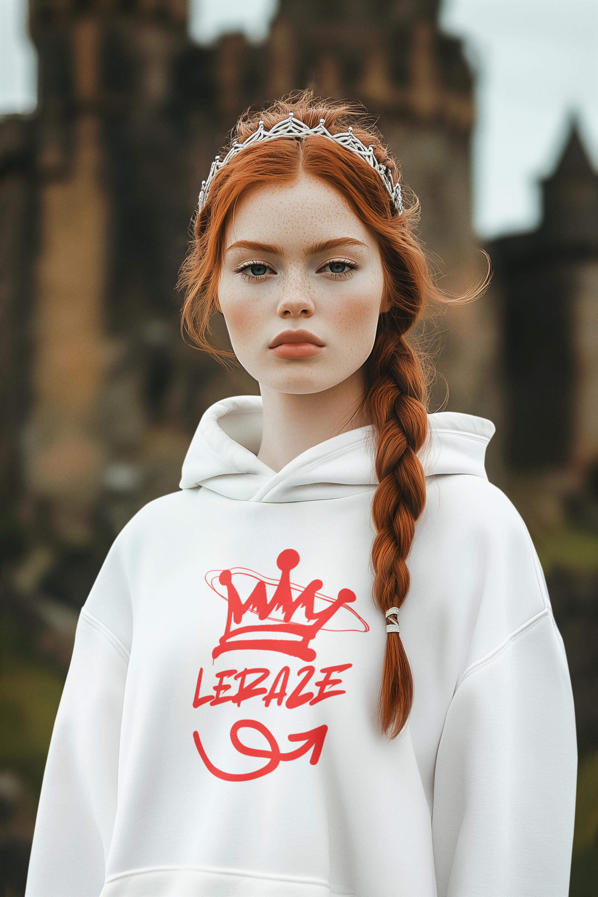 Stylish Fleece Hoodie with Playful Design, Cozy Leraze Collection Sweatshirt for Casual Outings, Perfect Gift for Holidays, Trendy Layering Piece, Ideal  product thumbnail image