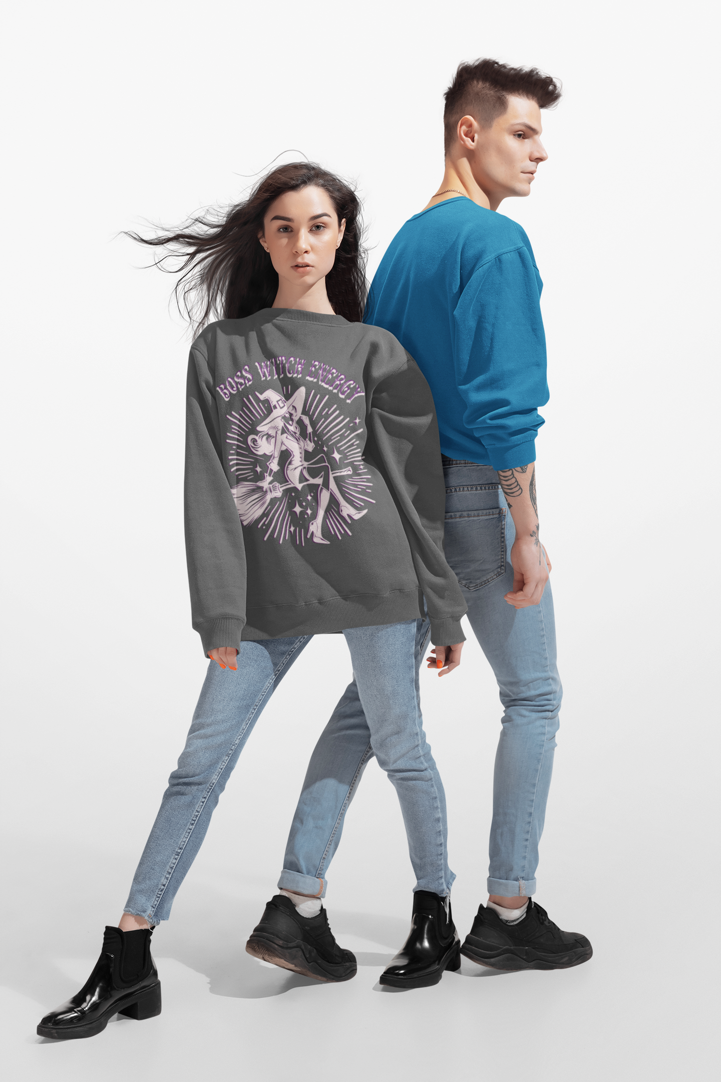 Boss Witch Energy Crewneck Sweatshirt, Cozy Witchy Apparel, Unisex Halloween Gift, Spooky Season Fashion, Casual Fall Outerwear product thumbnail image
