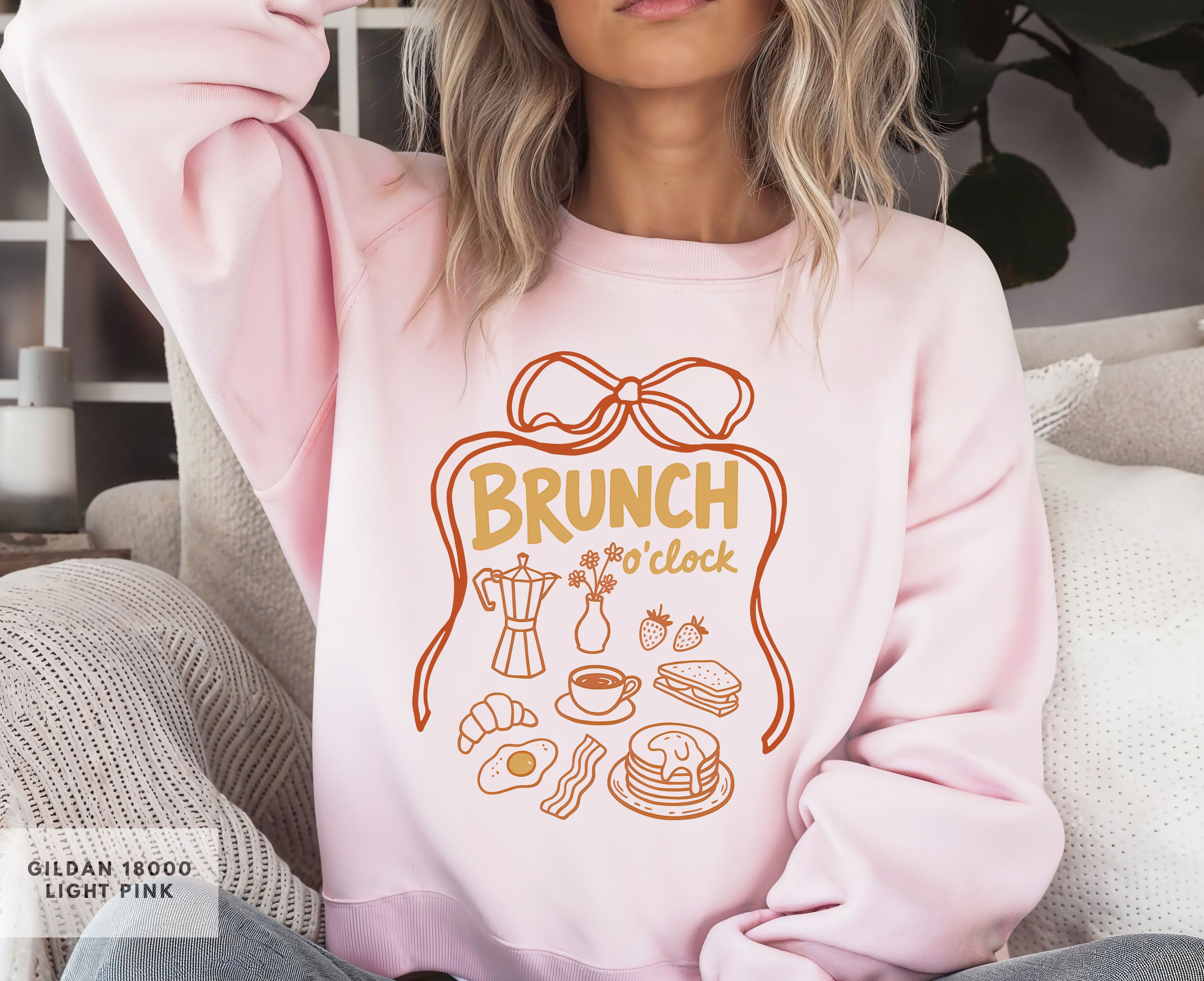 Brunch O'clock Sweatshirt, Foodie Crewneck, Cute Girlfriend Gift, Fun Coffee Design, Funny Gift for Friend or Coworker product thumbnail image