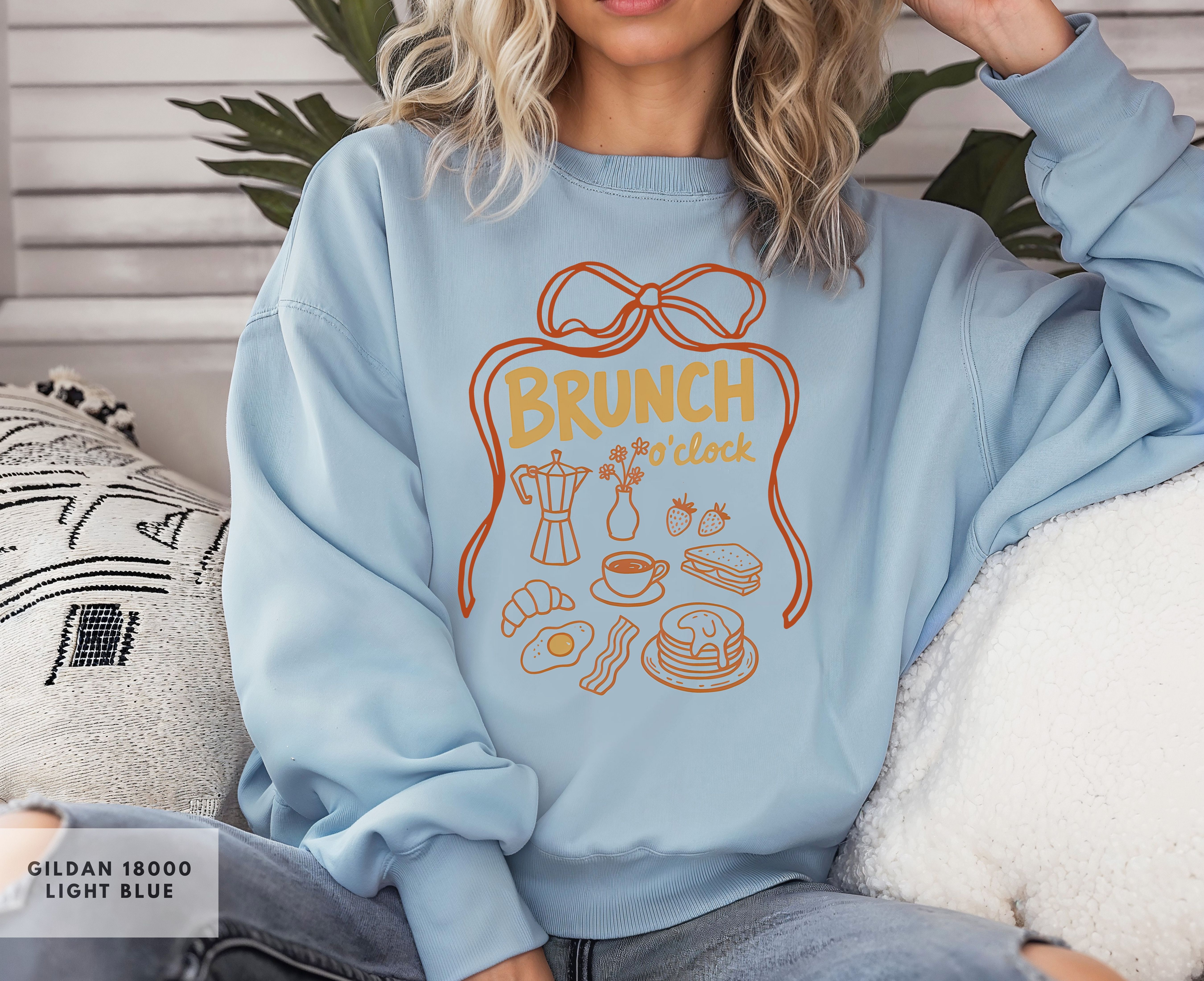 Brunch O'clock Sweatshirt, Foodie Crewneck, Cute Girlfriend Gift, Fun Coffee Design, Funny Gift for Friend or Coworker product thumbnail image