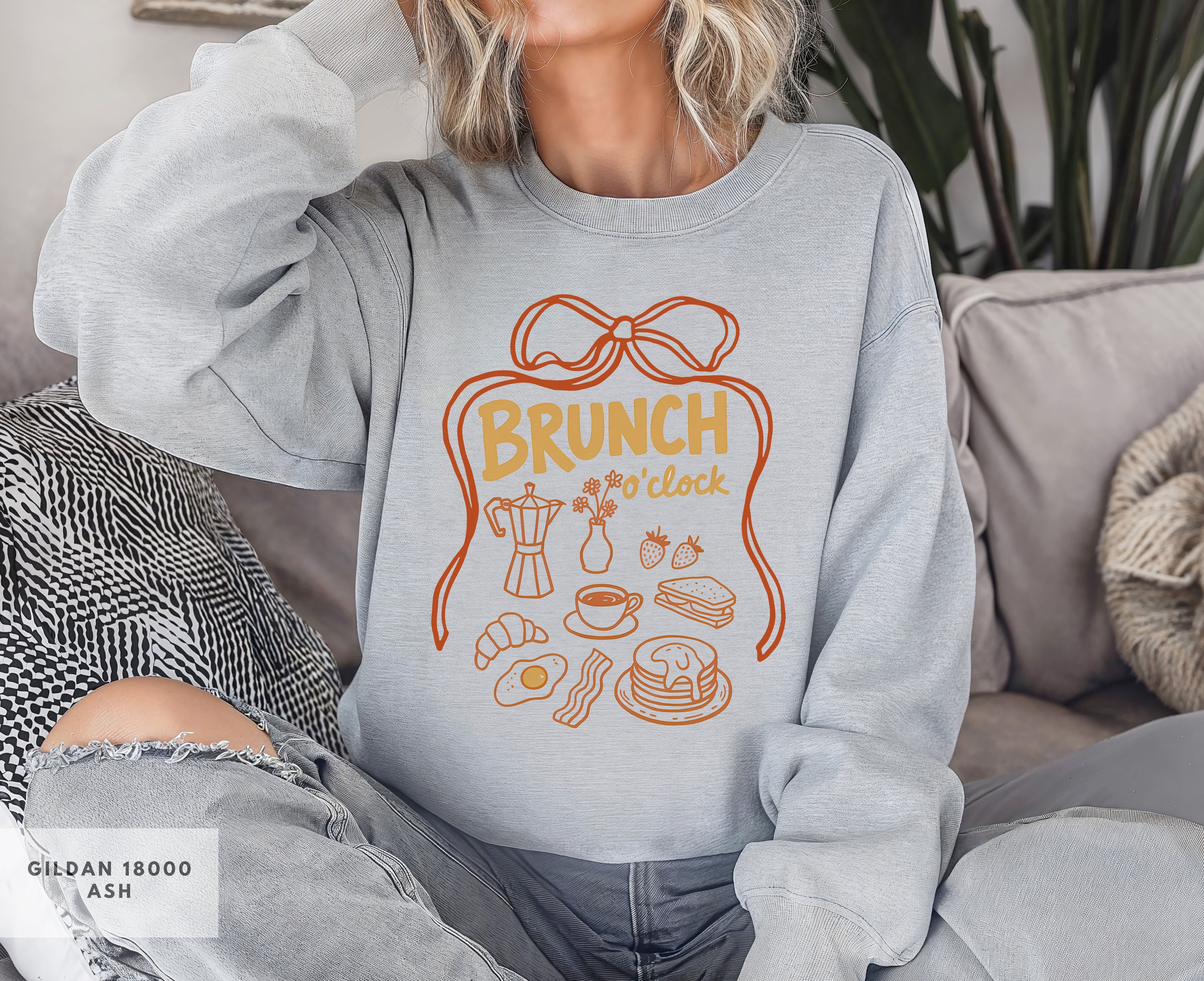 Brunch O'clock Sweatshirt, Foodie Crewneck, Cute Girlfriend Gift, Fun Coffee Design, Funny Gift for Friend or Coworker product thumbnail image Brunch O'clock Sweatshirt, Foodie Crewneck, Cute Girlfriend Gift, Fun Coffee Design, Funny Gift for Friend or Coworker product thumbnail image