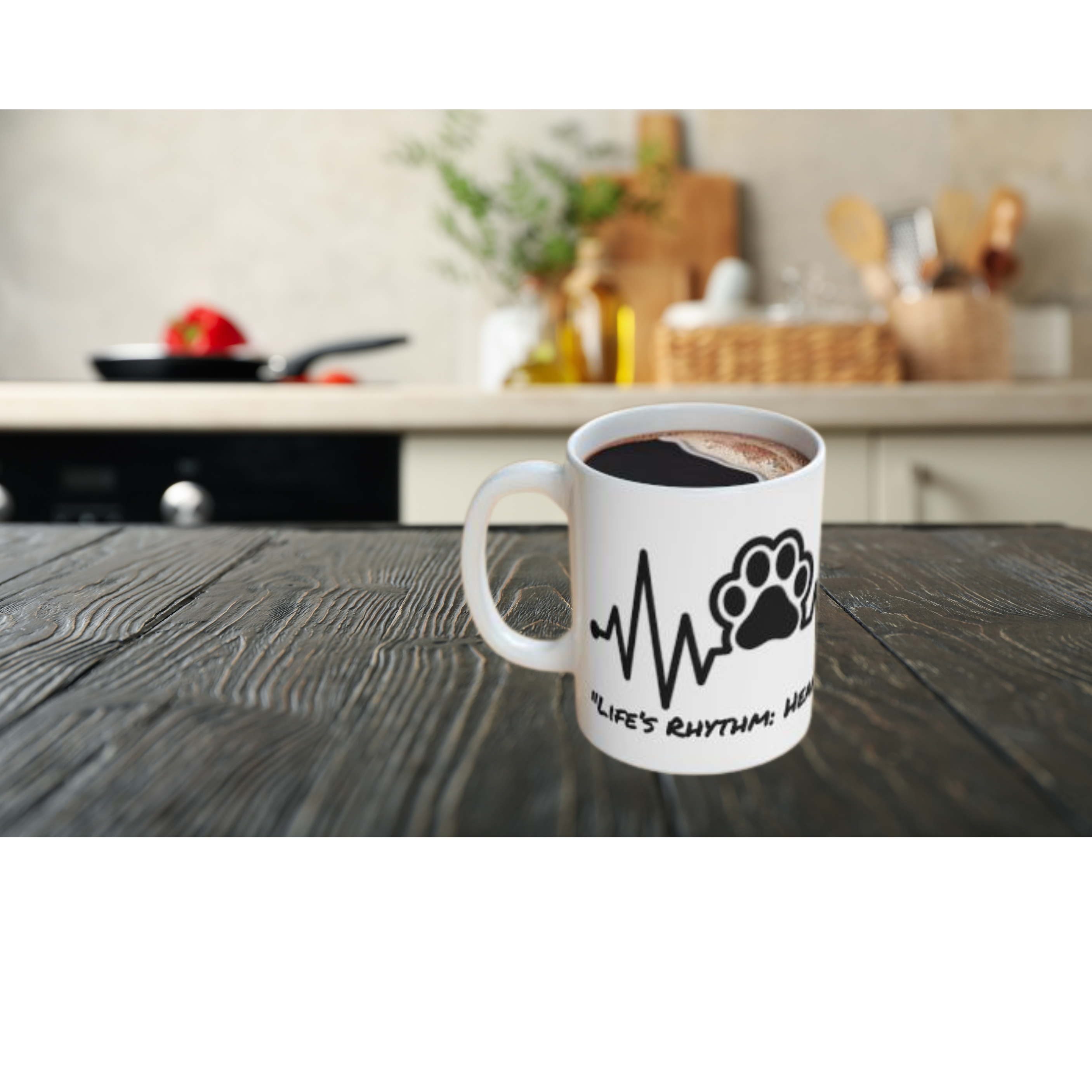 ☕ "Life’s Rhythm: Heartbeats and Paw Prints" Mug: Frenchie Lover Coffee Cup, Vet Tech Gift, Dog Parent Favorite, 11–15 oz product thumbnail image