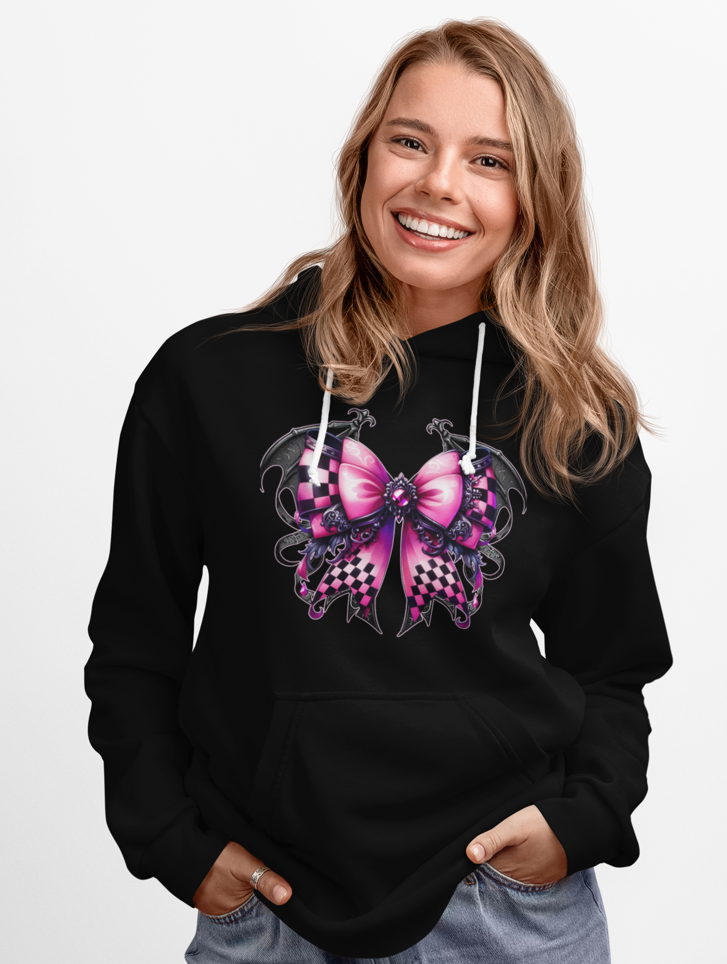 Chic Bow Graphic Hoodie, Cozy Gift for Women, Trendy Fashion Sweatshirt, Cute Casual Wear, Cool Street Style, Perfect for Every Occasion product thumbnail image