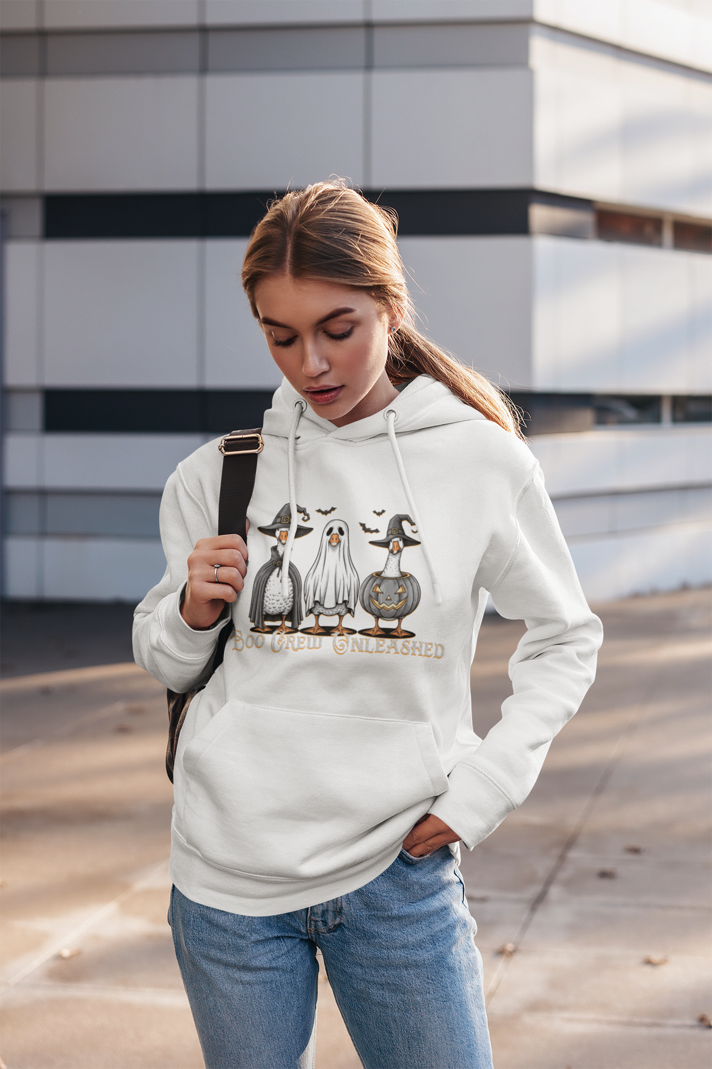  Boo Crew Goose Cute Halloween Pumpkin Witch Ghost - Hoodie - Hooded Sweatshirt  product thumbnail image