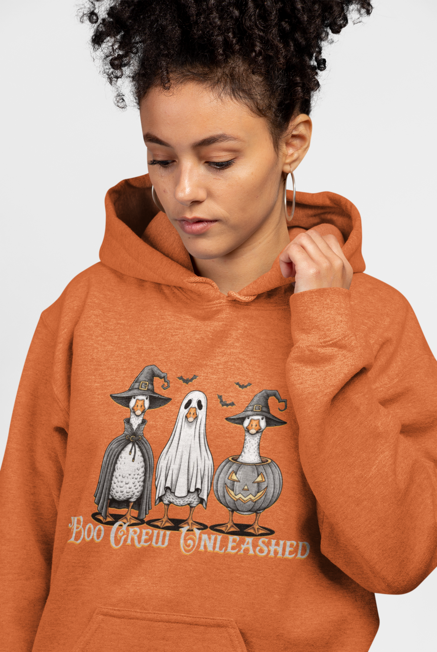  Boo Crew Goose Cute Halloween Pumpkin Witch Ghost - Hoodie - Hooded Sweatshirt 