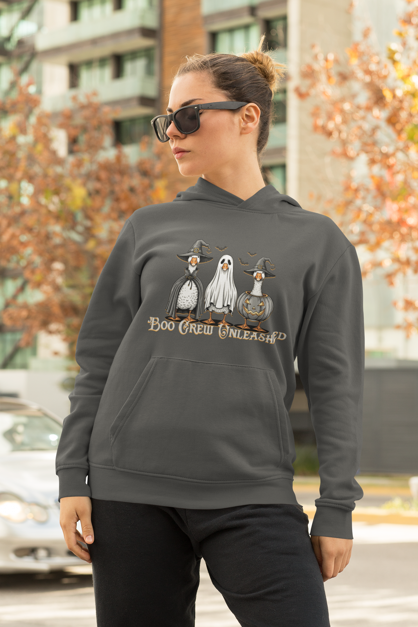  Boo Crew Goose Cute Halloween Pumpkin Witch Ghost - Hoodie - Hooded Sweatshirt  product thumbnail image