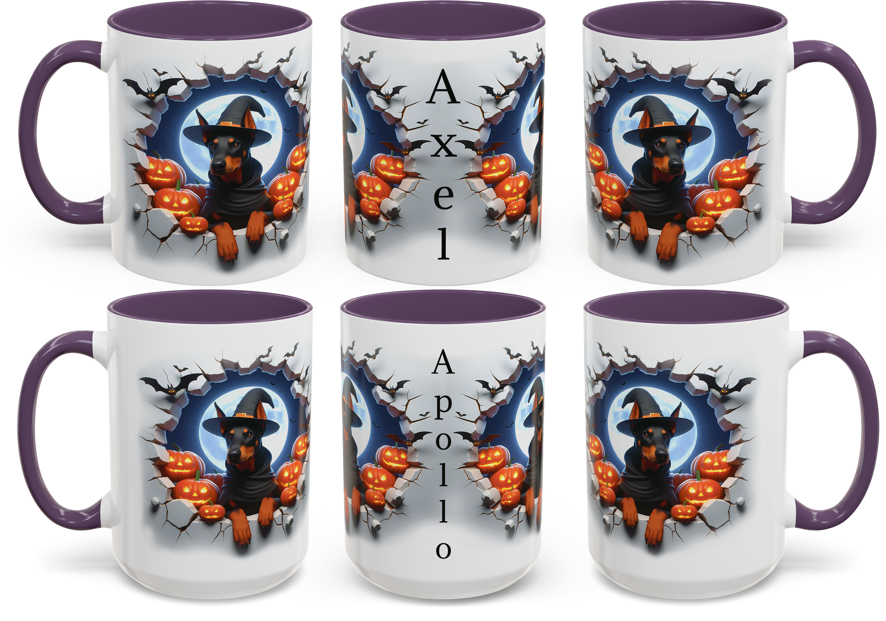 Halloween-Themed Doberman Dog Design for 11oz and 15oz Accent Mugs product thumbnail image Halloween-Themed Doberman Dog Design for 11oz and 15oz Accent Mugs product thumbnail image