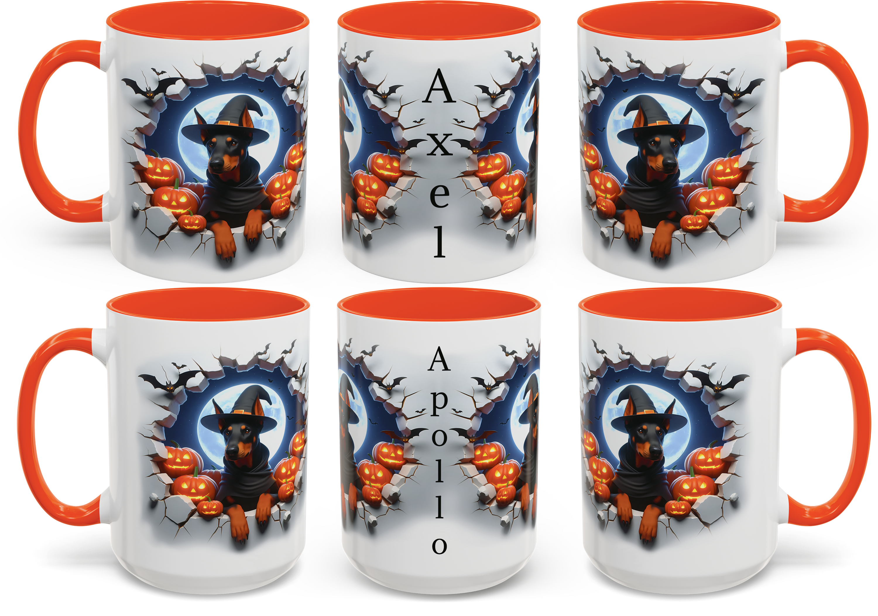 Halloween-Themed Doberman Dog Design for 11oz and 15oz Accent Mugs product thumbnail image Halloween-Themed Doberman Dog Design for 11oz and 15oz Accent Mugs product thumbnail image