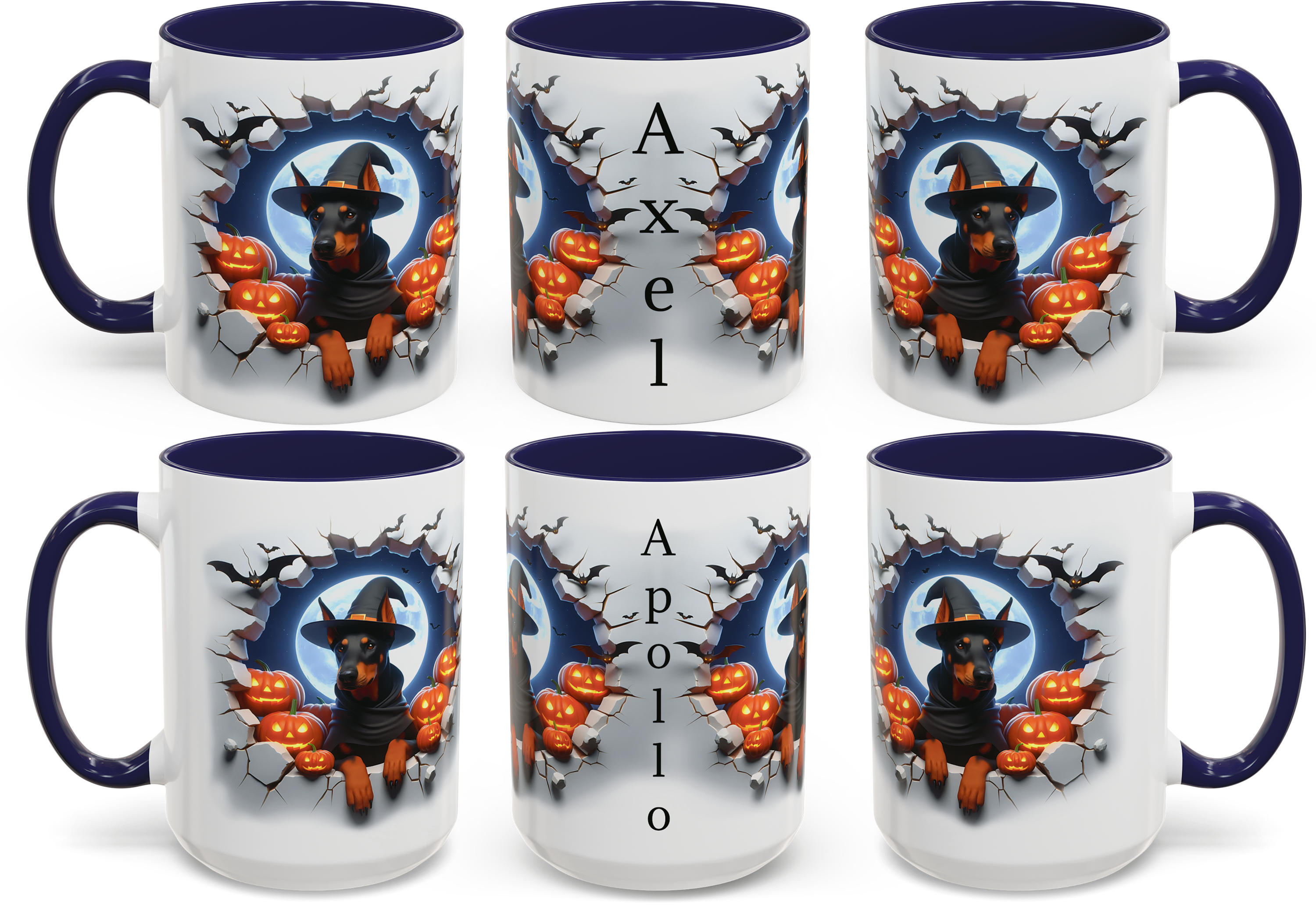 Halloween-Themed Doberman Dog Design for 11oz and 15oz Accent Mugs product thumbnail image Halloween-Themed Doberman Dog Design for 11oz and 15oz Accent Mugs product thumbnail image