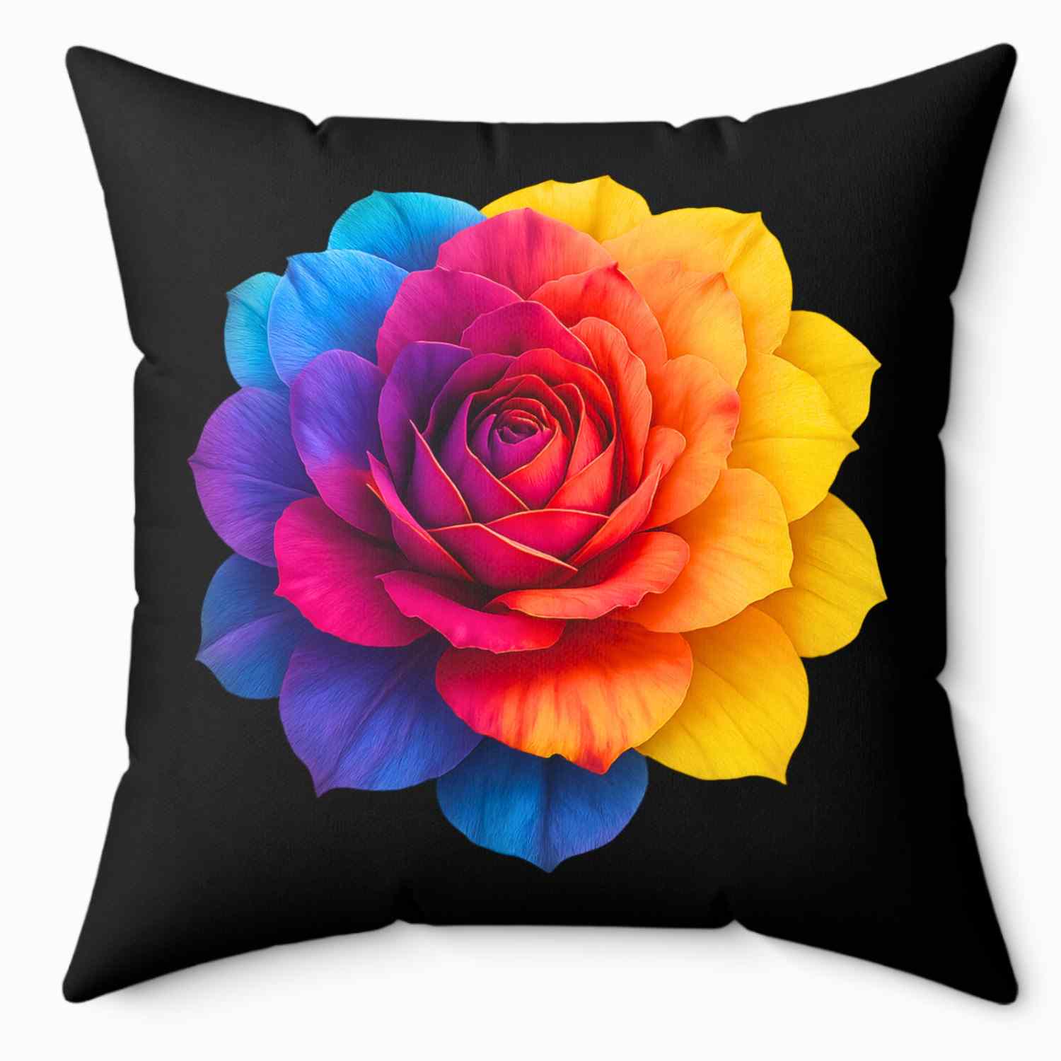 Prism Rose Decorative Pillow – Luxe Floral Art on Black Canvas, Double-Sided Accent Pillow for Modern Living Room or Bedroom" Gift for Flower Lovers, Home Accent product thumbnail image