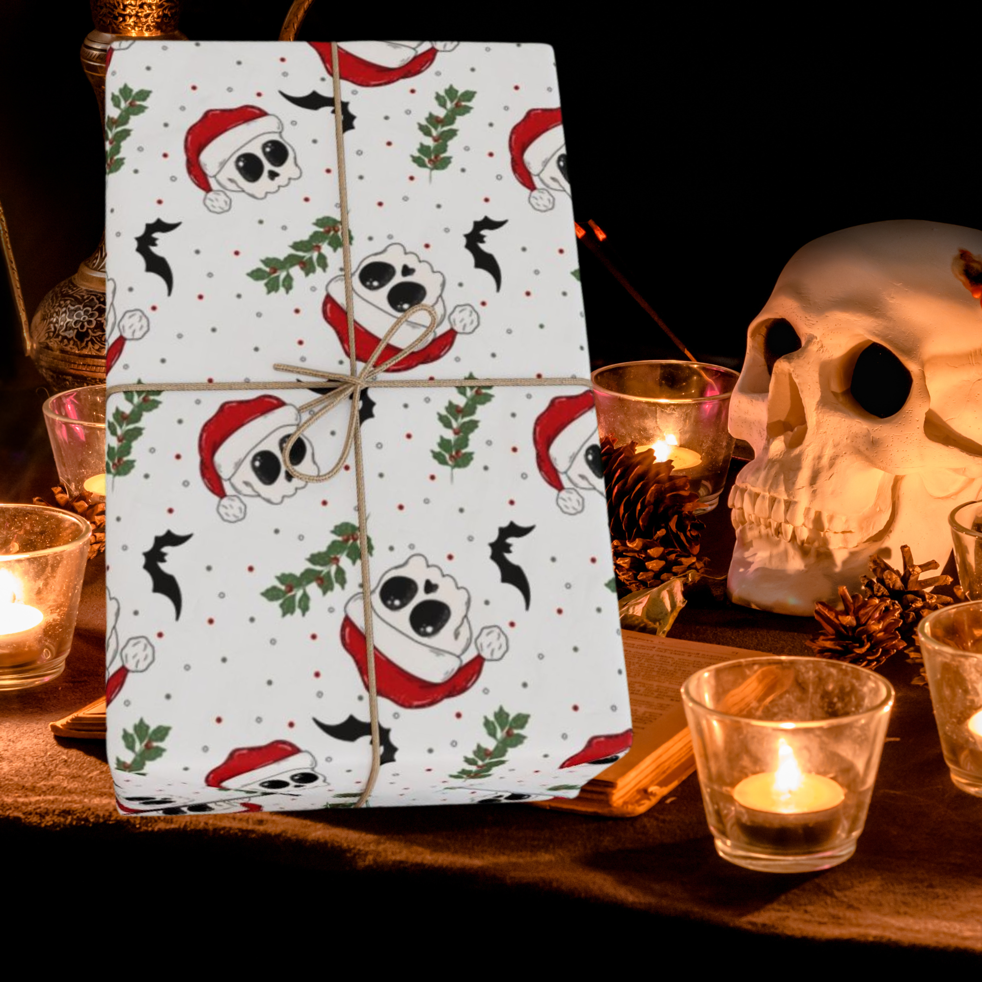 Gothic Christmas Skull Gift Wrap