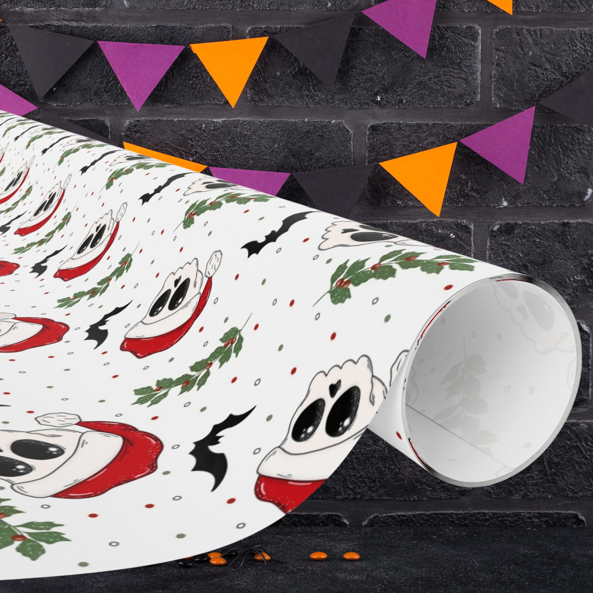 Gothic Christmas Skull Gift Wrap product thumbnail image