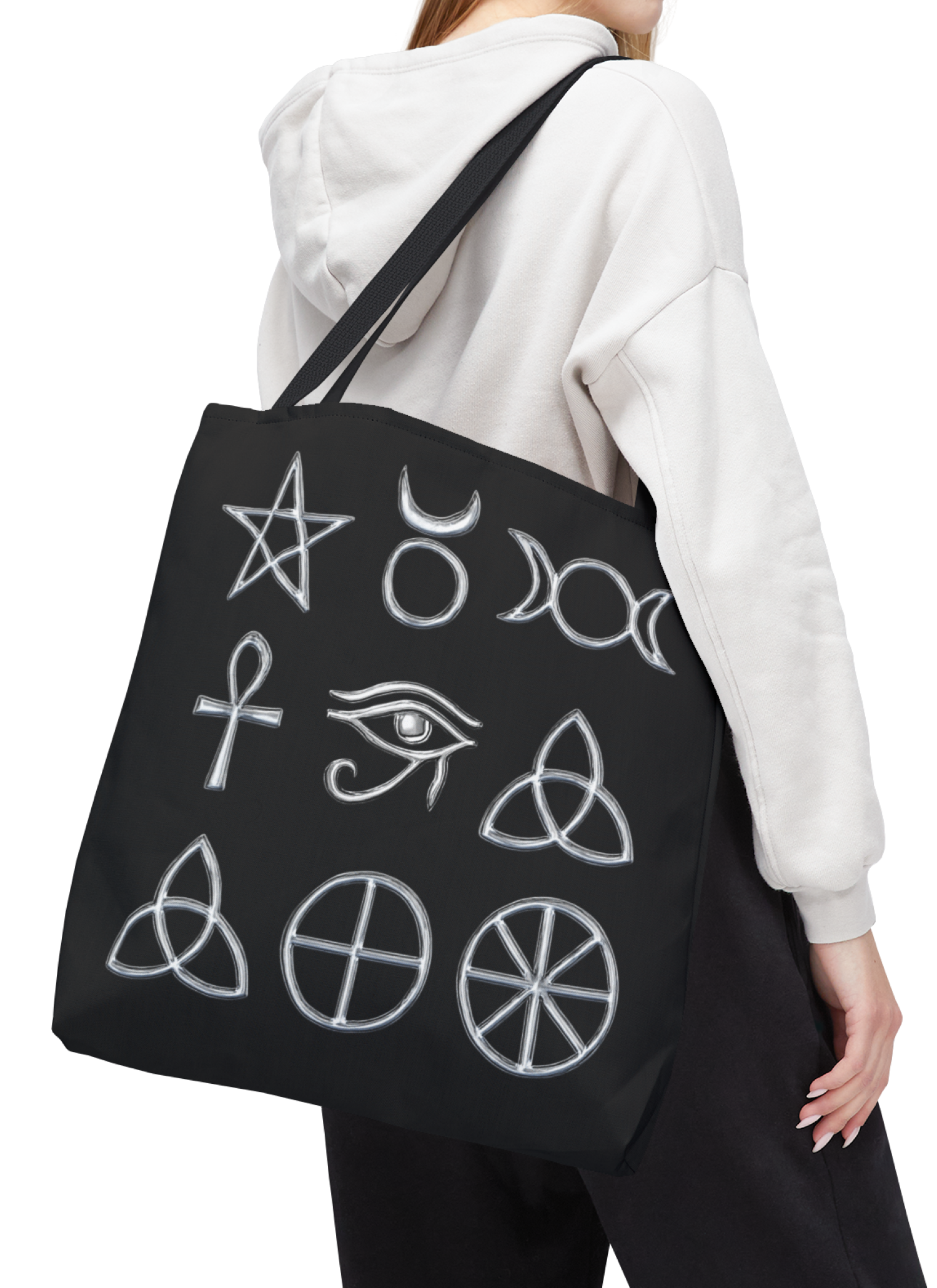 Custom Spiritual Ancient Protection Symbols Tote Bag | Sacred Sigils Carryall by CarmaQuanTarot product thumbnail image Custom Spiritual Ancient Protection Symbols Tote Bag | Sacred Sigils Carryall by CarmaQuanTarot product thumbnail image
