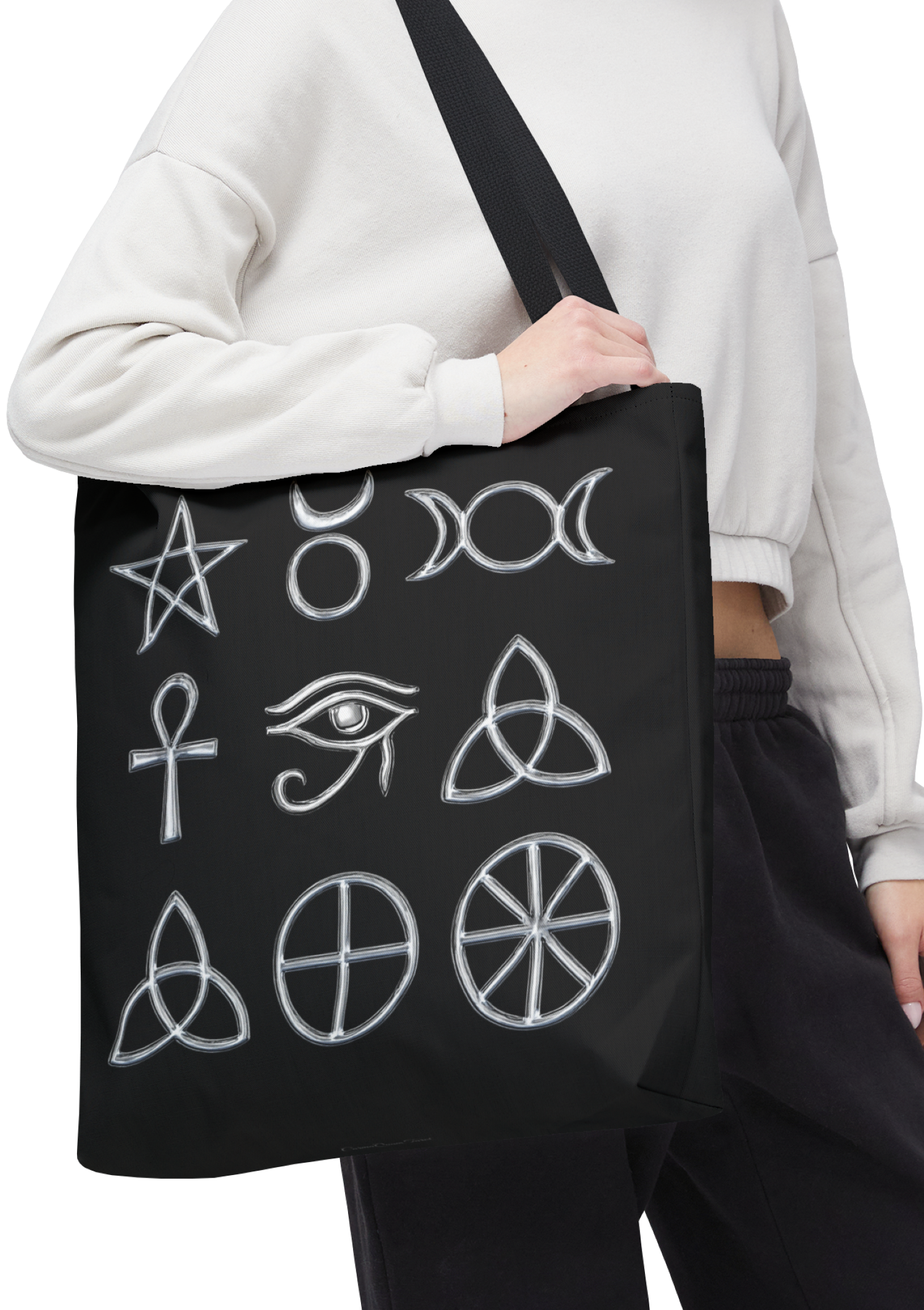 Custom Spiritual Ancient Protection Symbols Tote Bag | Sacred Sigils Carryall by CarmaQuanTarot product thumbnail image