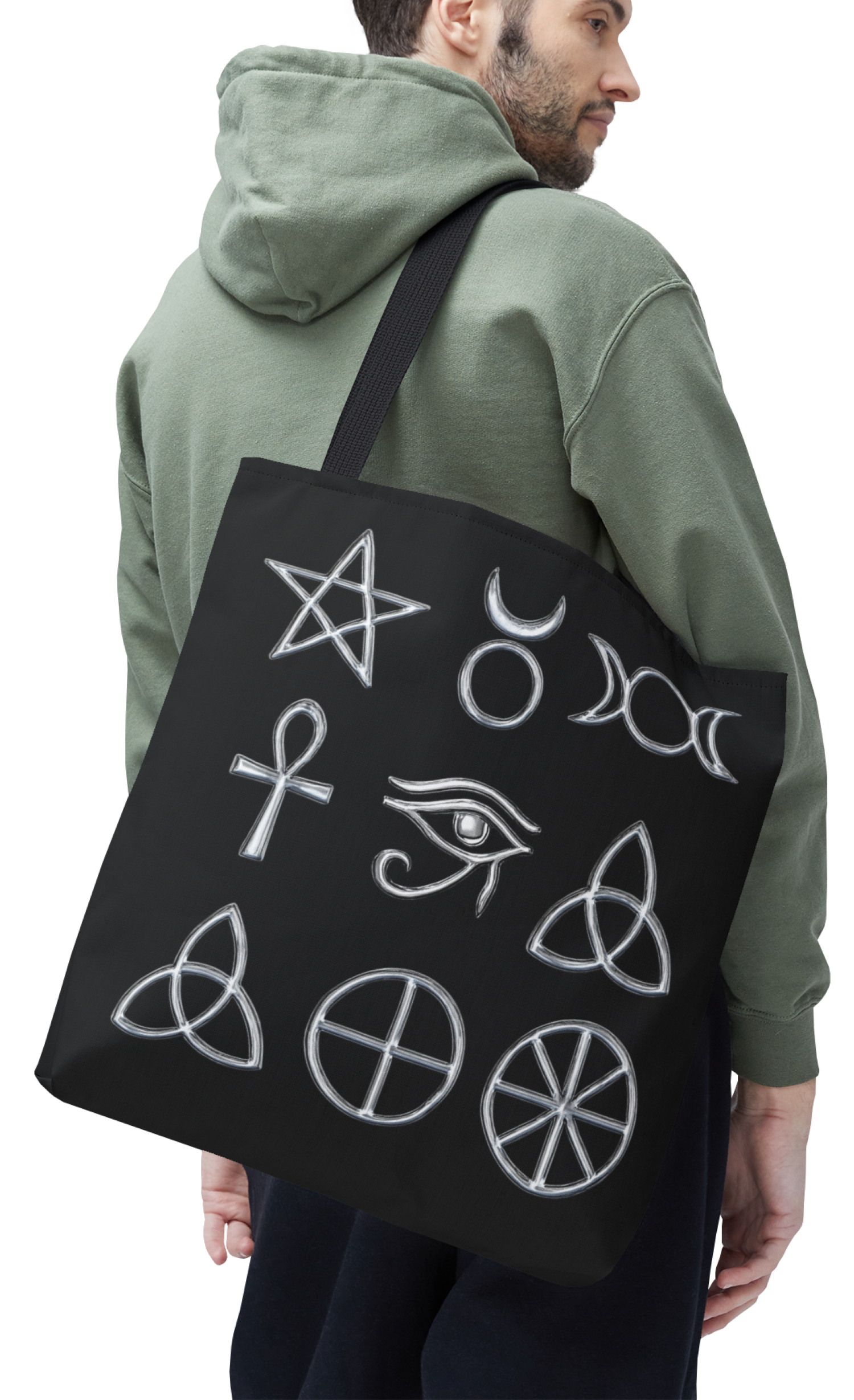 Custom Spiritual Ancient Protection Symbols Tote Bag | Sacred Sigils Carryall by CarmaQuanTarot product thumbnail image